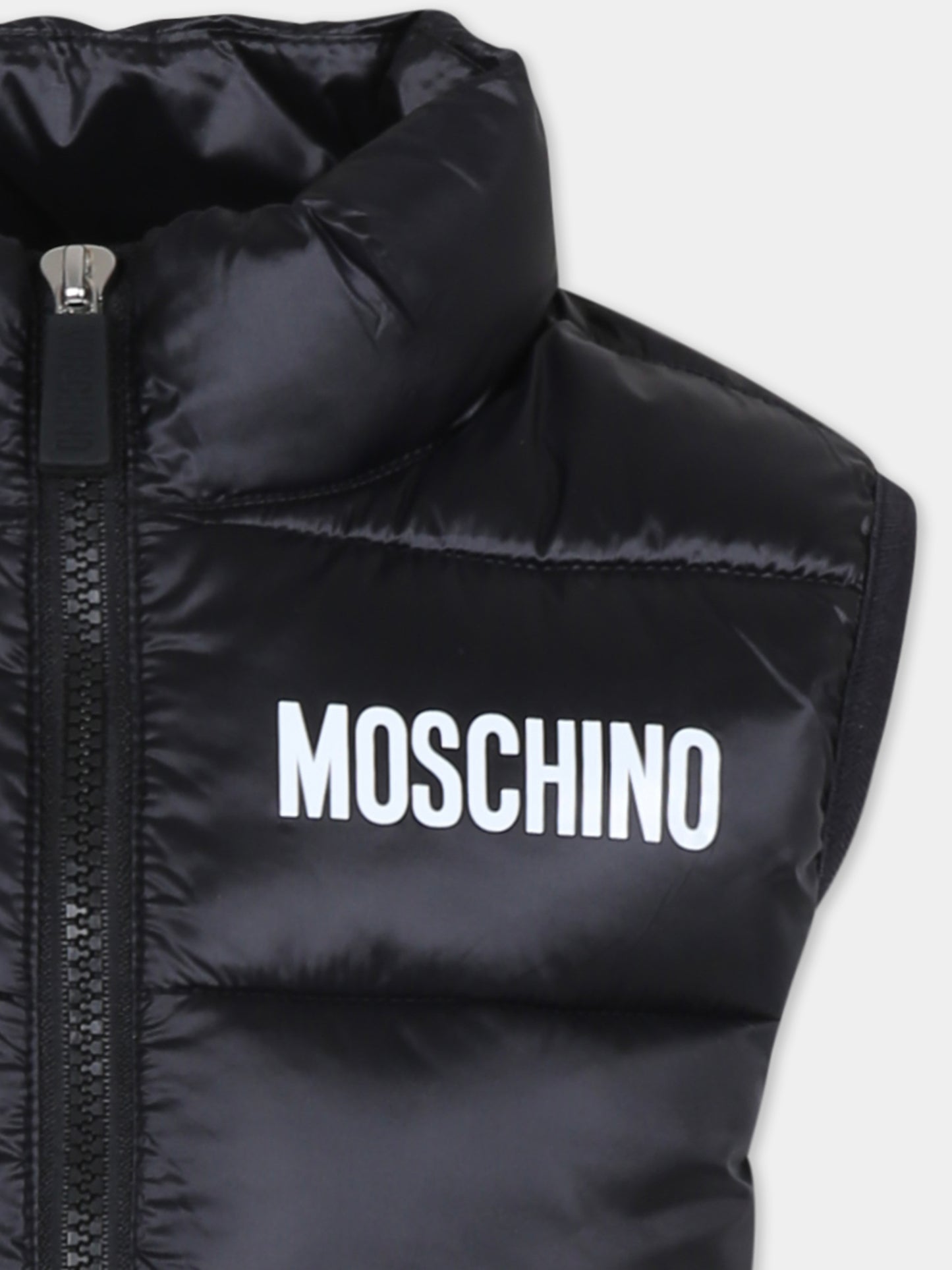 Gilet nero per bambini con tre Teddy Bears,Moschino Kids,HPS02K L3A32 60100