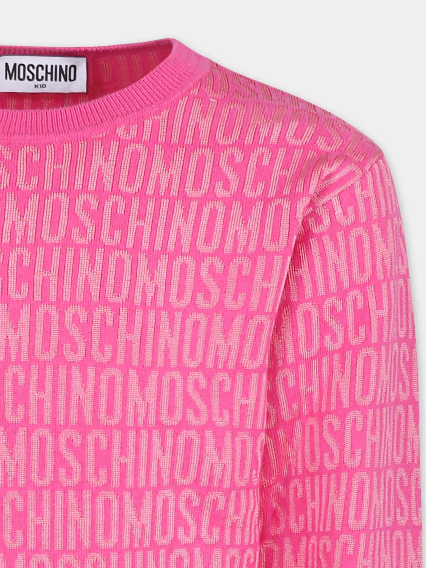 Maglione rosa per bambina con logo,Moschino Kids,HTW00J LHE58 86197