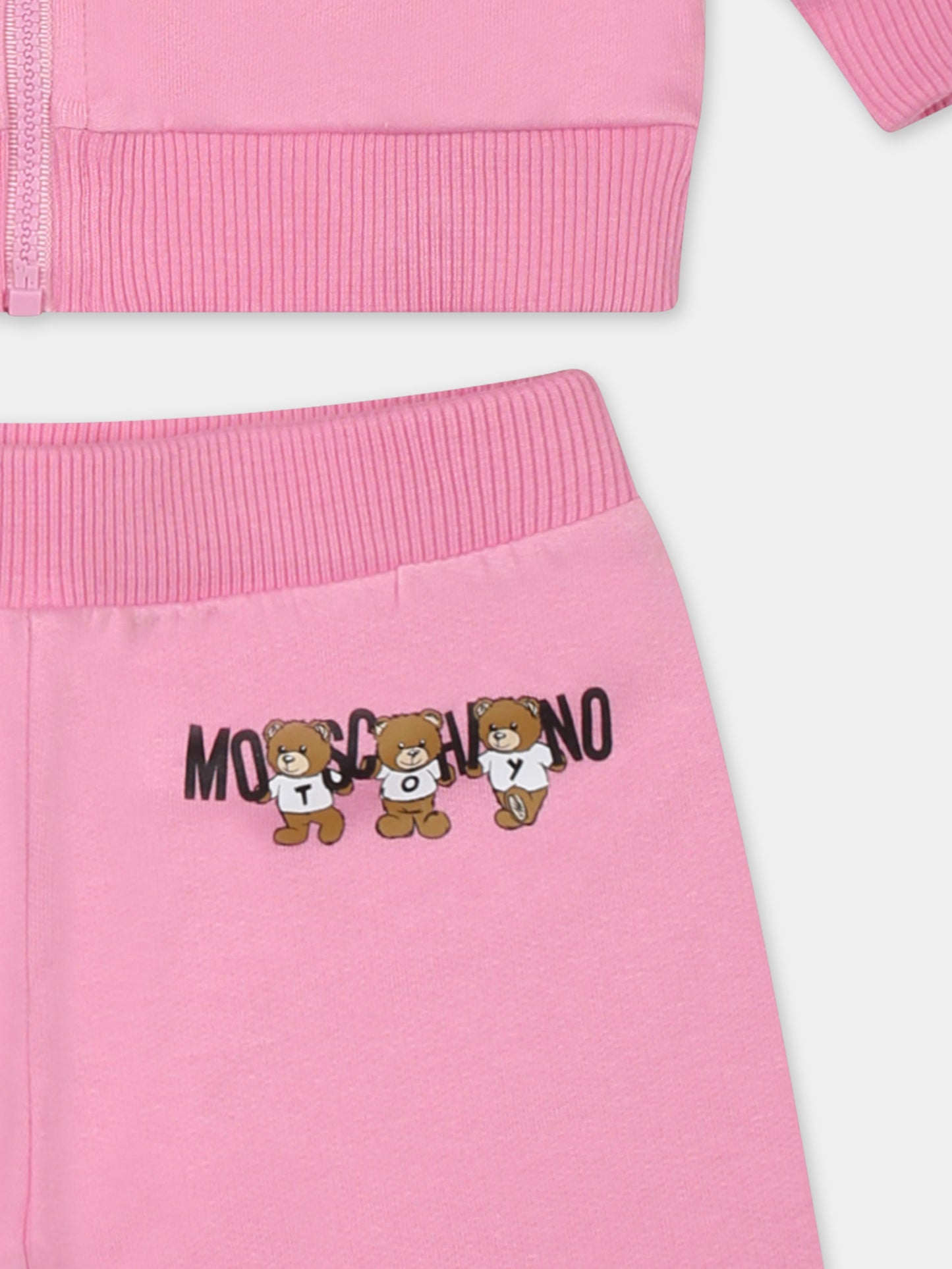 Completo rosa per neonata con tre Teddy Bears,Moschino Kids,MUK04Y LCA40 50243