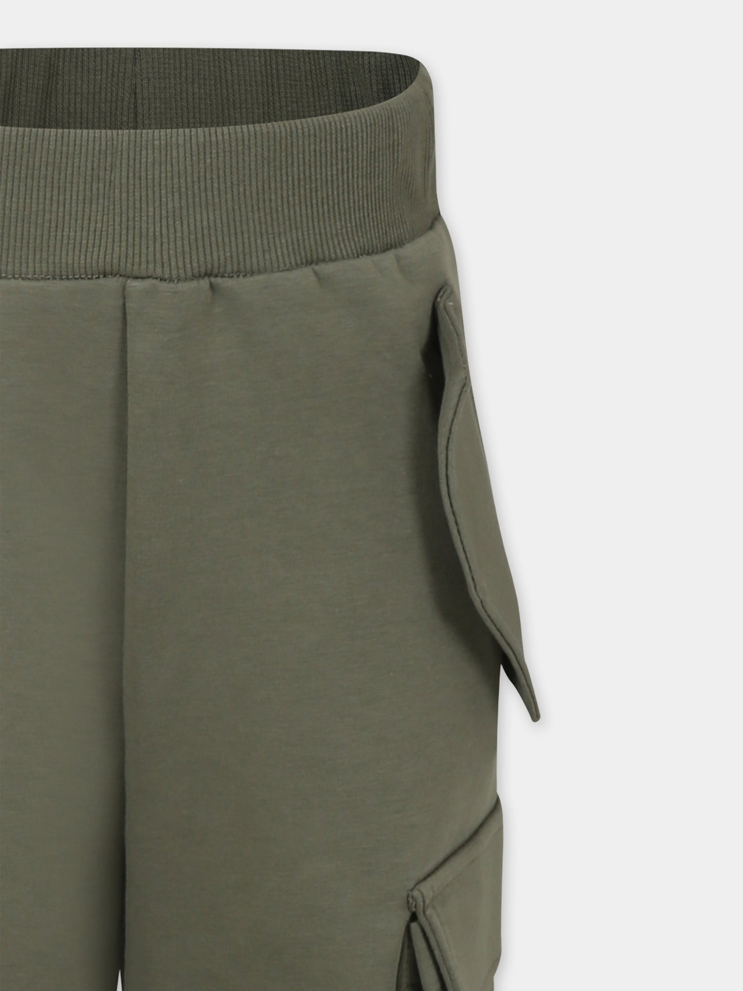 Pantaloni cargo verdi per bambini con patch logato,Laneus Kids,F5LKJUFP076 269