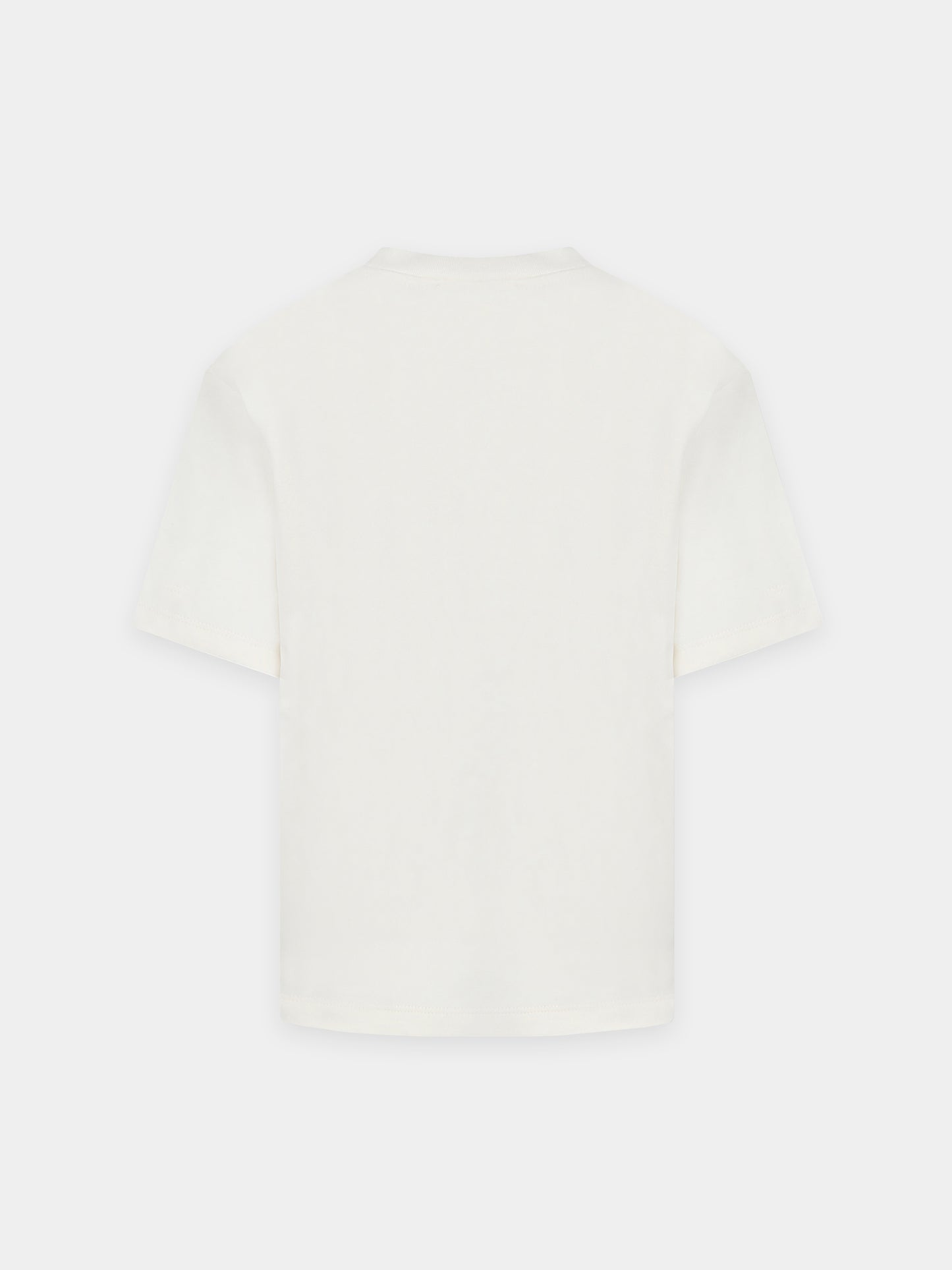 T-shirt avorio per bambini con logo ricamato,Laneus Kids,F5LKJUTH074 013