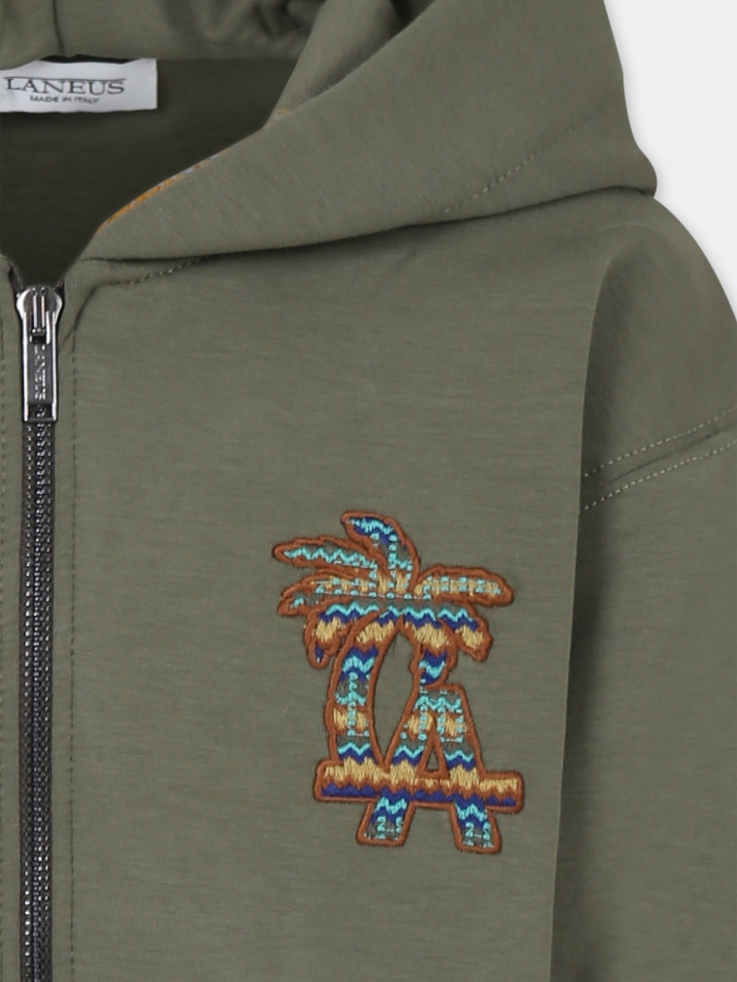 Felpa verde per bambini con logo ricamato,Laneus Kids,F5LKJUZH071 269