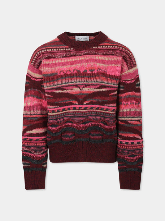 Maglione multicolor per bambina con patch logato,Laneus Kids,F5LKJGJP060 039