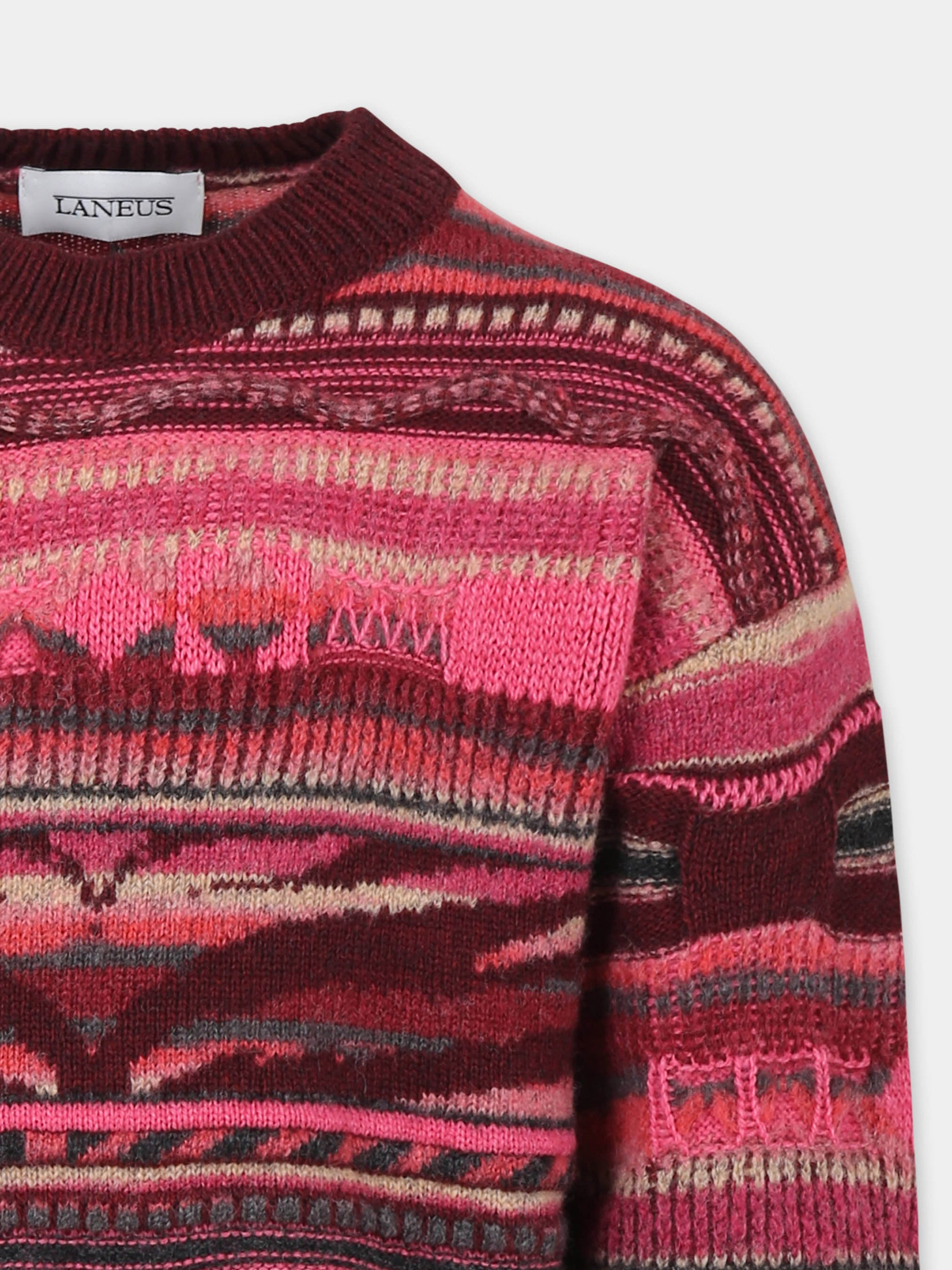 Maglione multicolor per bambina con patch logato,Laneus Kids,F5LKJGJP060 039