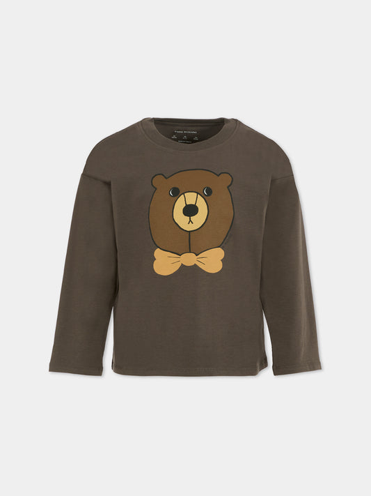 T-shirt marrone per bambini con orso,Mini Rodini,2572010697