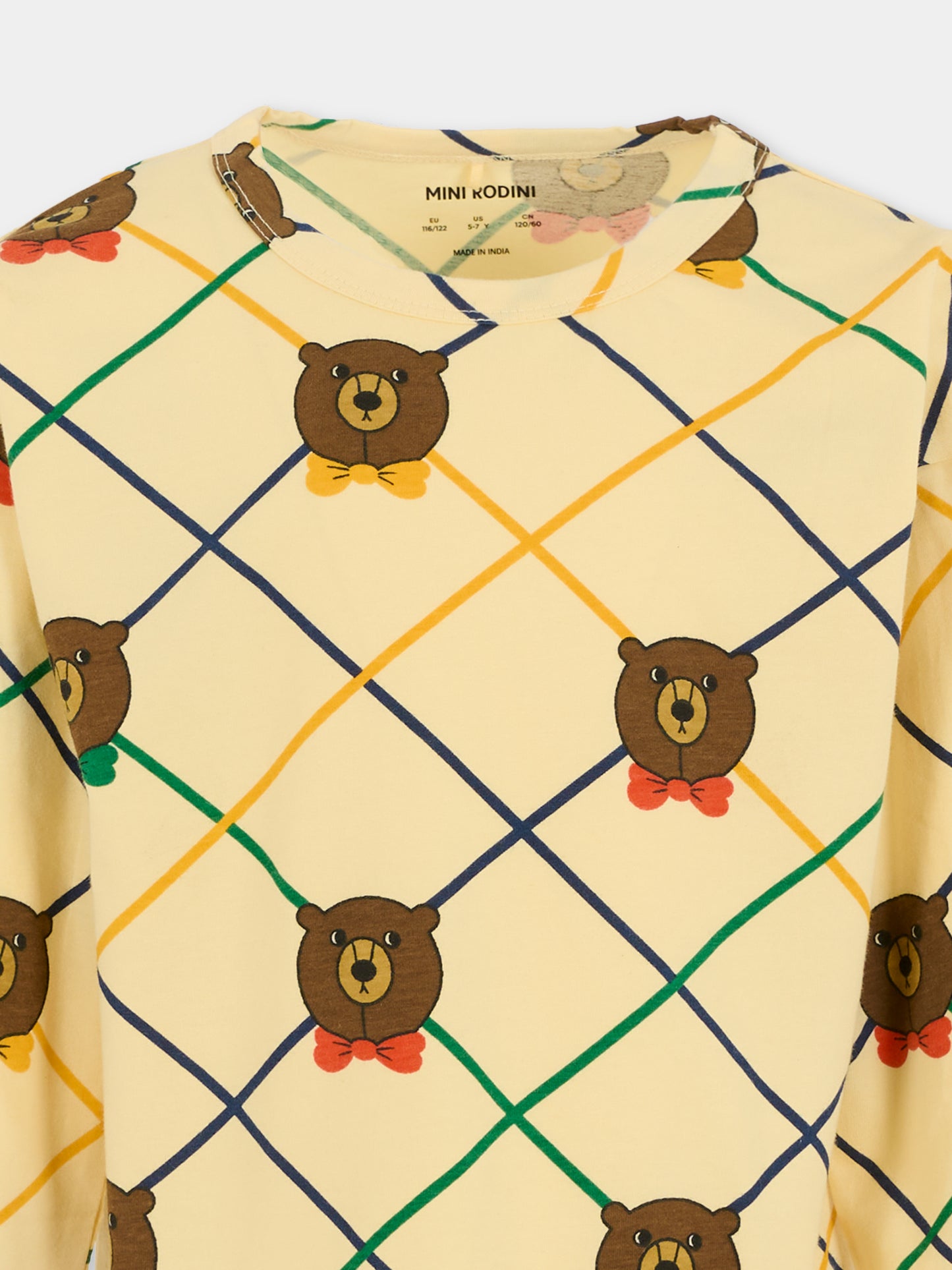 T-shirt avorio per bambini con orso all over,Mini Rodini,2572014911