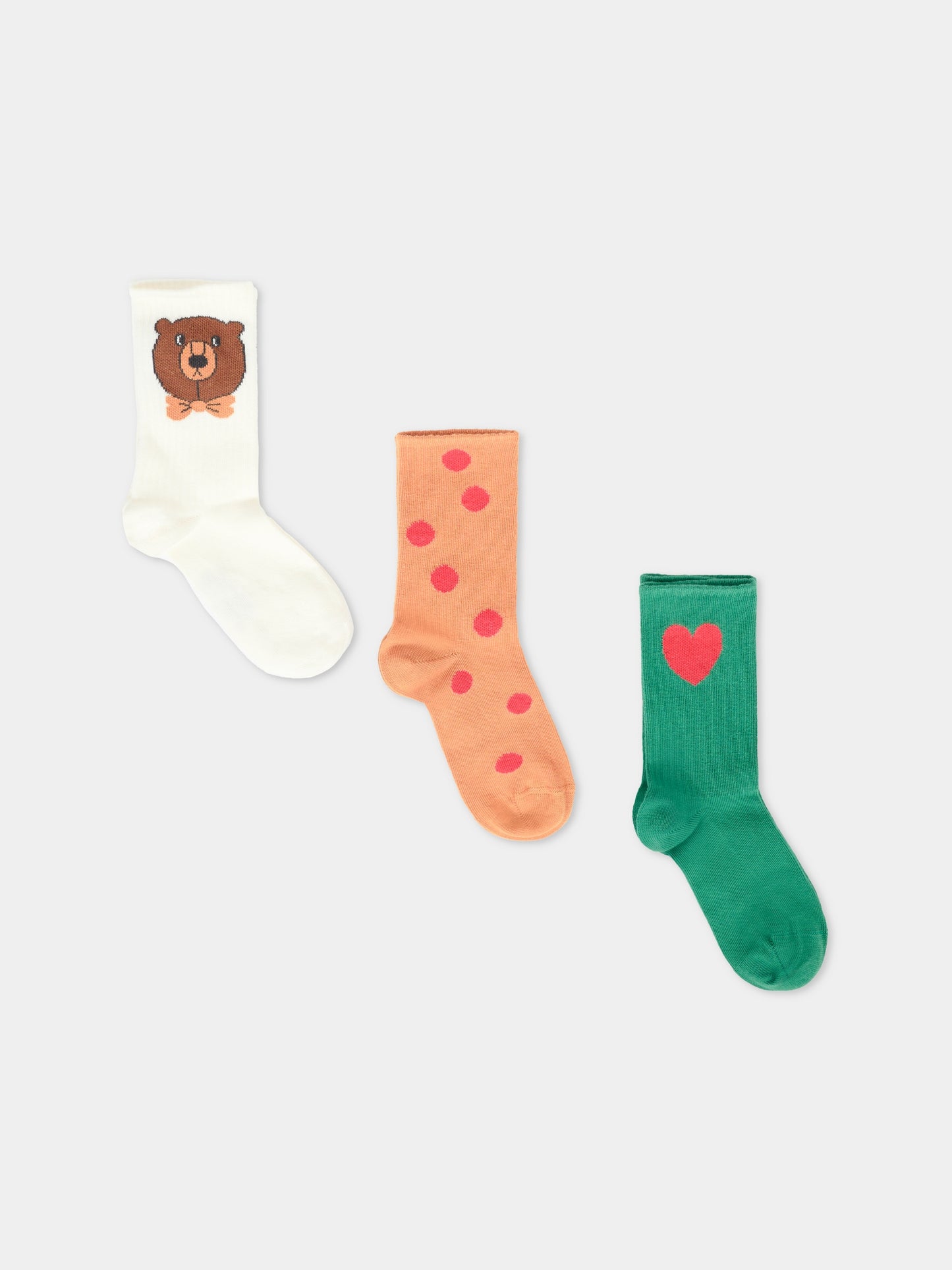 Set calze multicolor per bambini orsetto e cuore,Mini Rodini,2576011600