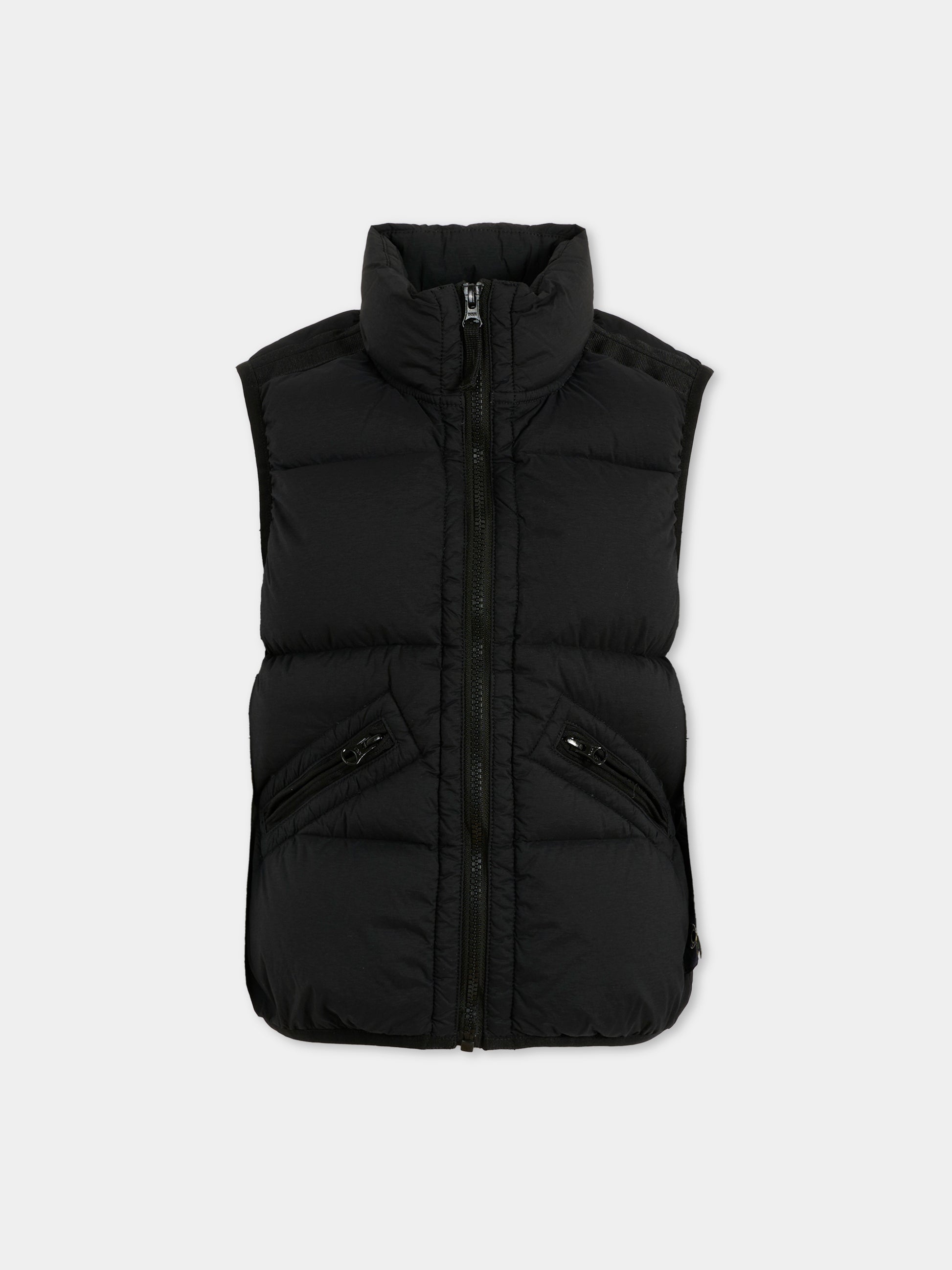 Gilet nero per bambino con bussola,Stone Island Junior,K2S16 G100003 S0028 - V0029