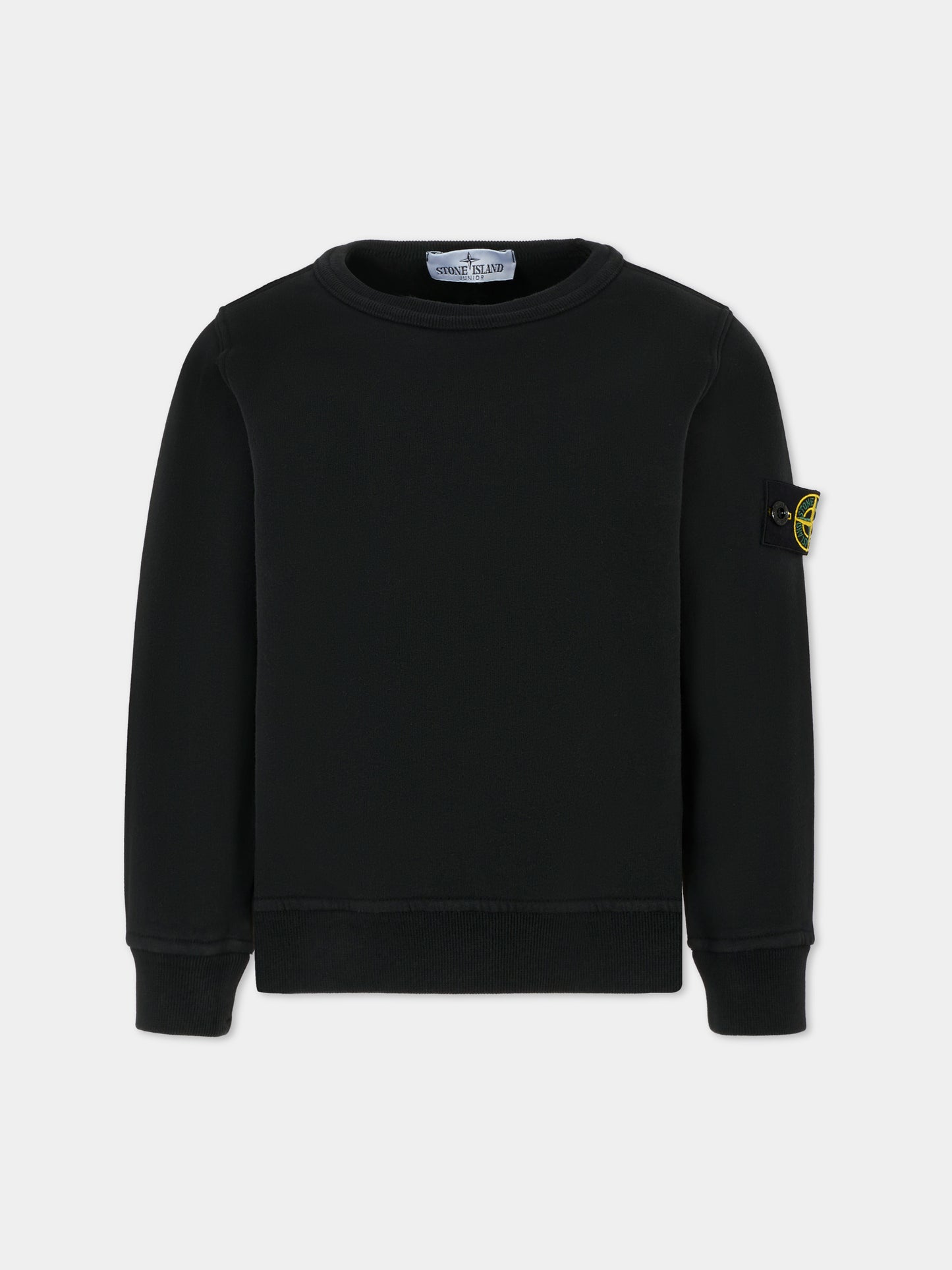 Felpa nera per bambino con bussola,Stone Island Junior,K2S16 6100001 S0A20 - V0029