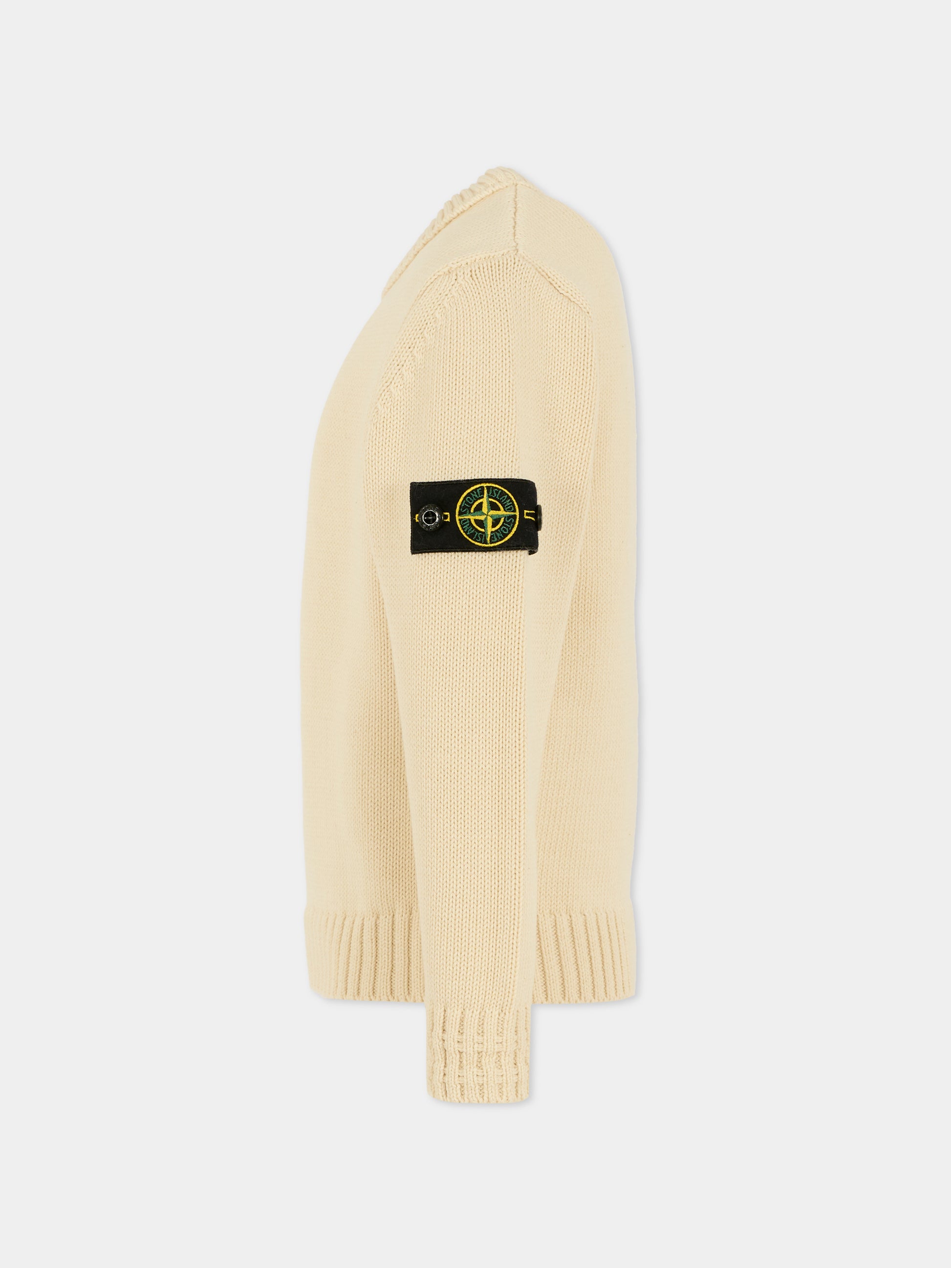 Maglione avorio per bambino con bussola,Stone Island Junior,K2S16 5100019 S01A2 - V0099