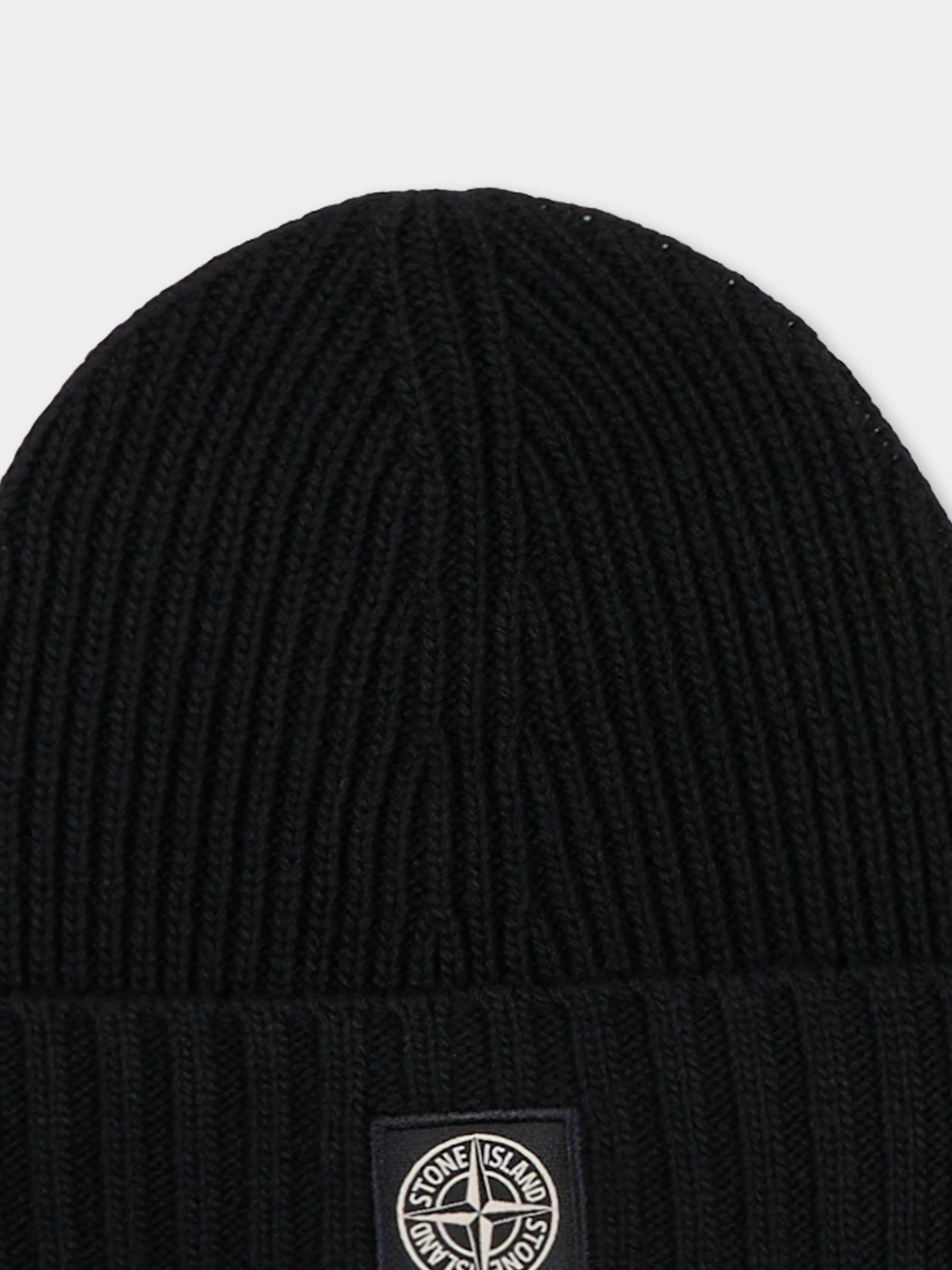 Berretto nero per bambino con bussola,Stone Island Junior,K2S16 N100003 S00M3 - V0029