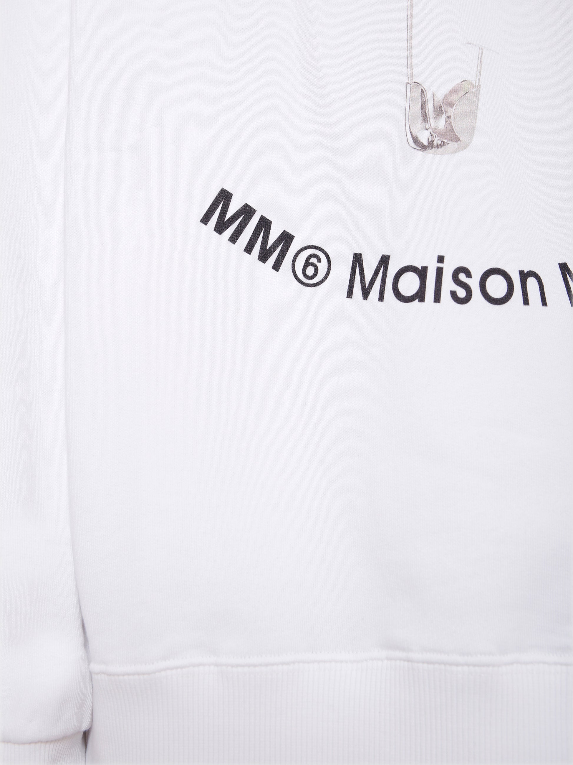 Felpa bianca per bambini con spilla da balia,Mm6 Maison Margiela,M60868-MM04H-M6100