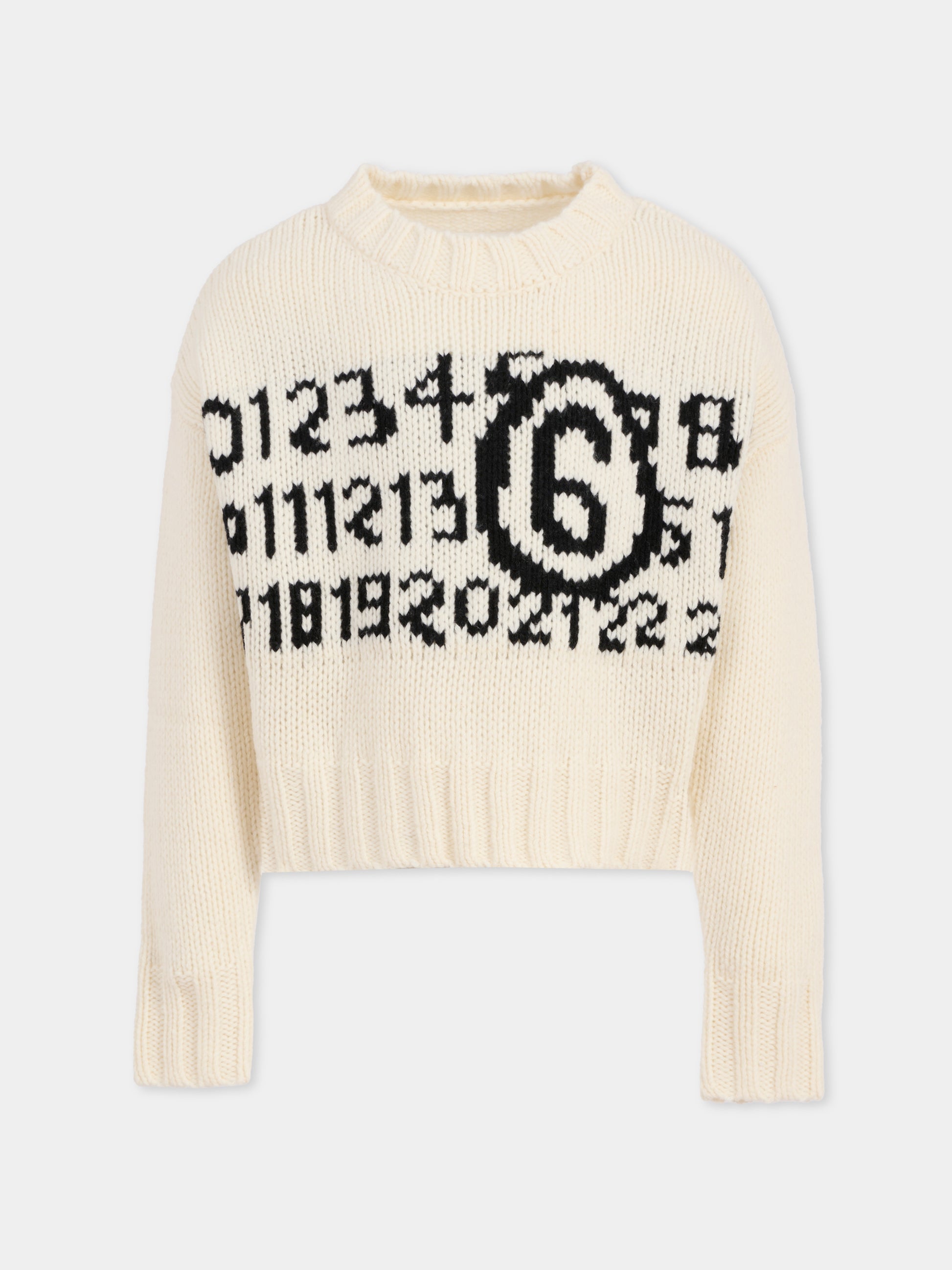 Maglione bianco per bambini con logo,Mm6 Maison Margiela,M60882-MM06M-M6101