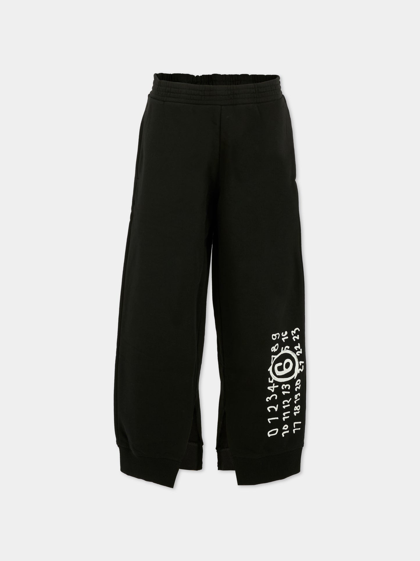 Pantaloni neri per bambini con logo,Mm6 Maison Margiela,M60895-MM02X-M6900