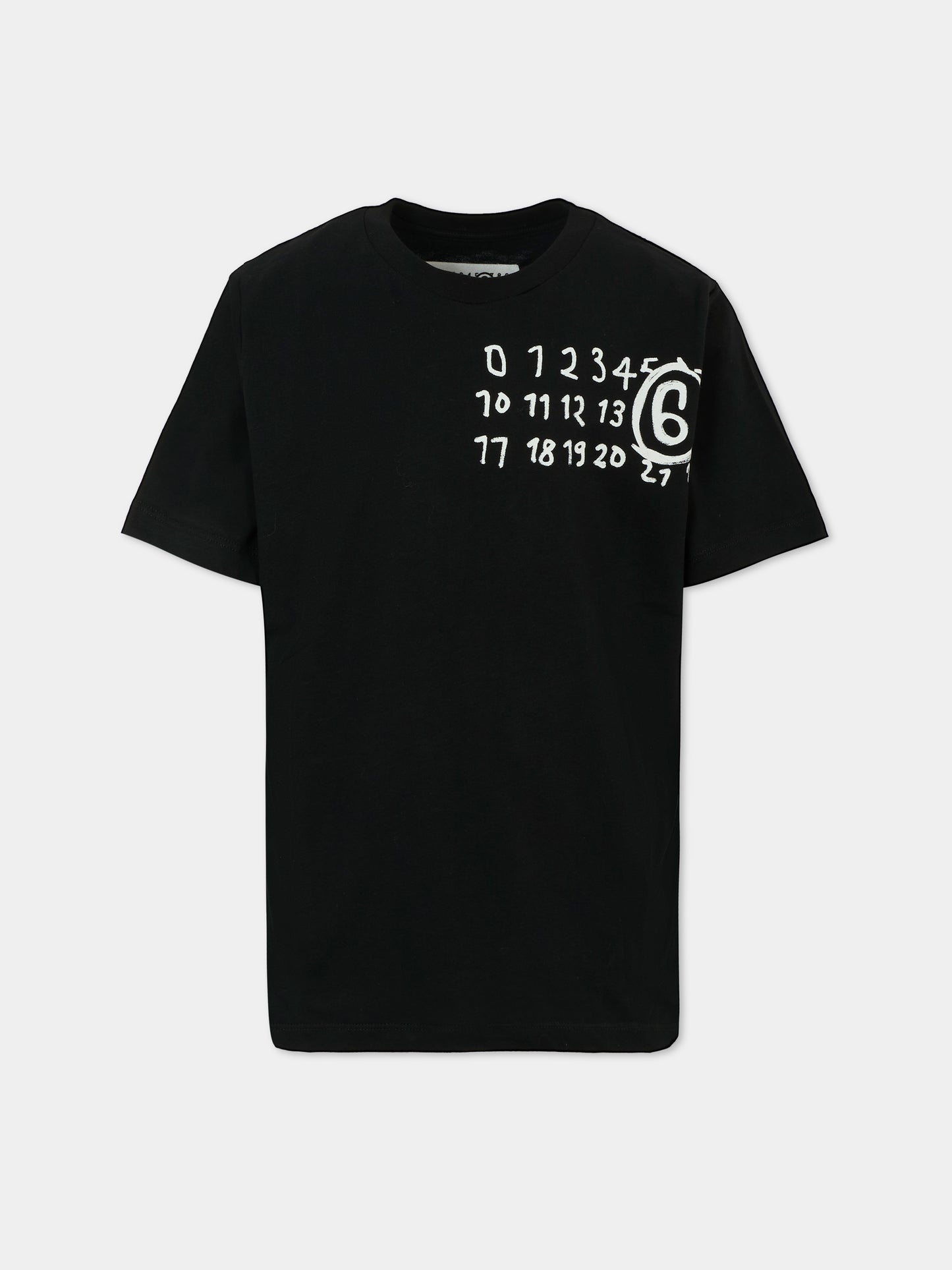 T-shirt nera per bambini con logo,Mm6 Maison Margiela,M60897-MM02Y-M6900