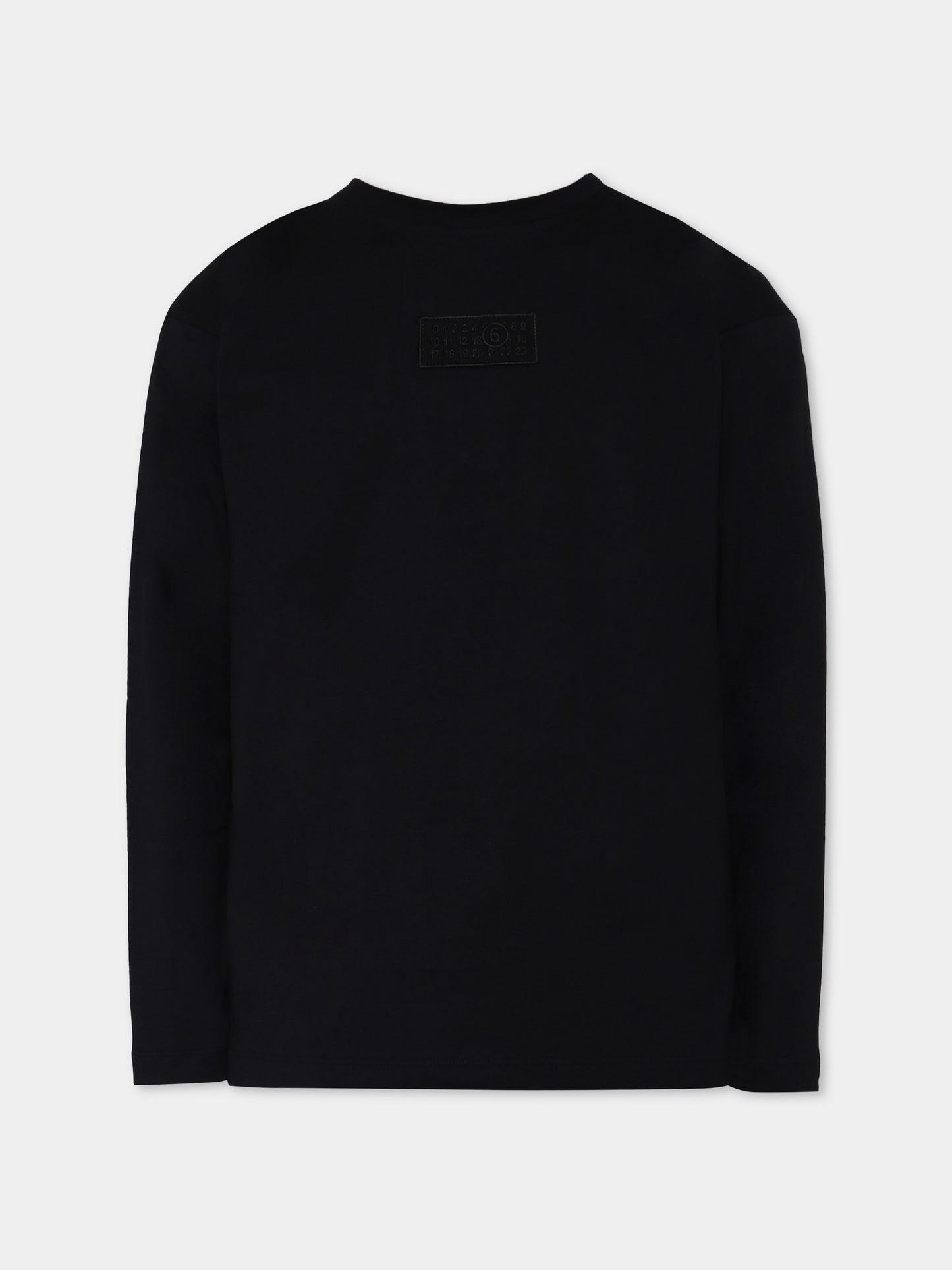 T-shirt nera per bambini con logo numerico,Mm6 Maison Margiela,M60910-MM04I-M6900