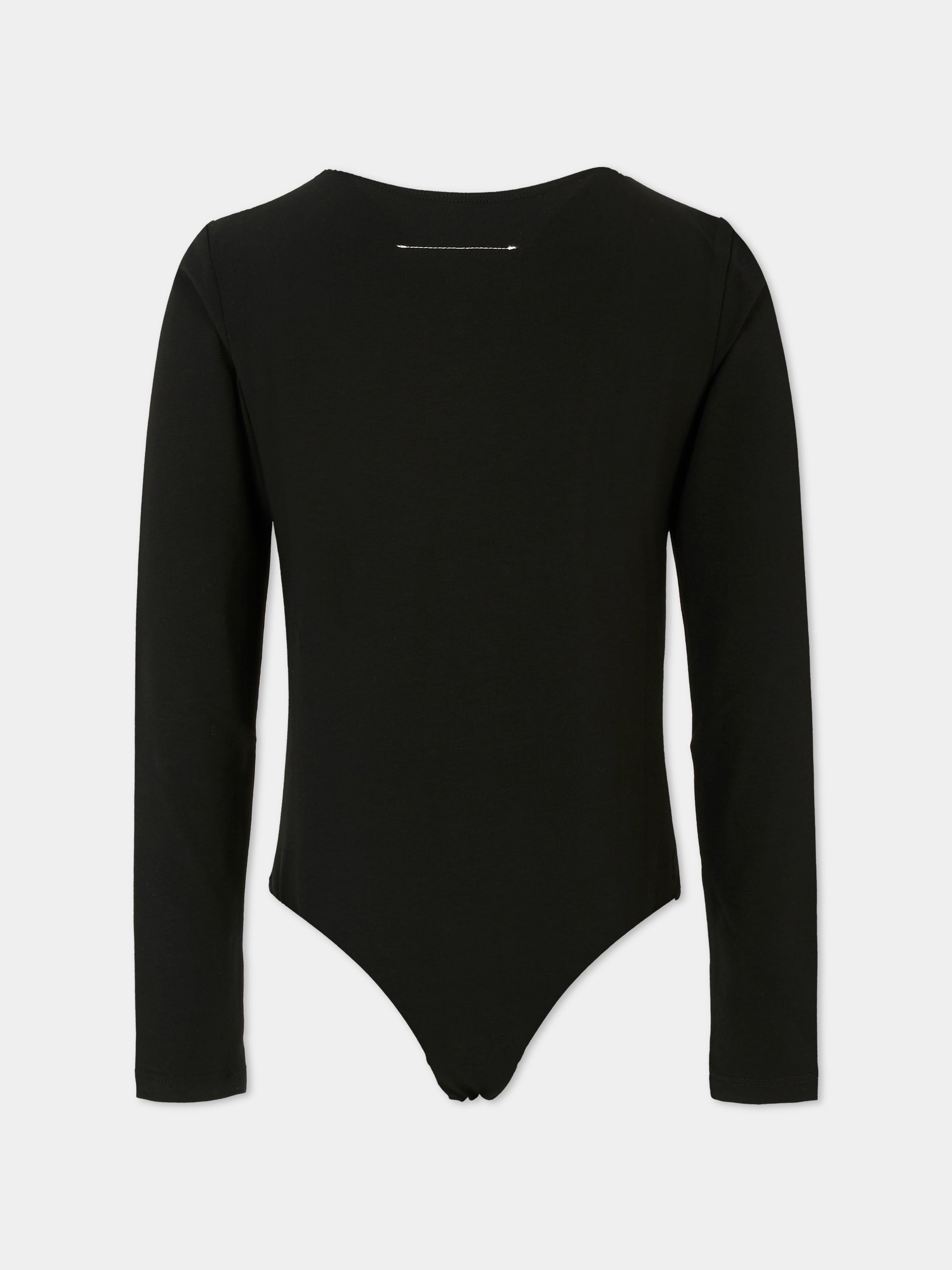 Body nero per bambina con logo bianco,Mm6 Maison Margiela,M60911-MM06L-M6900