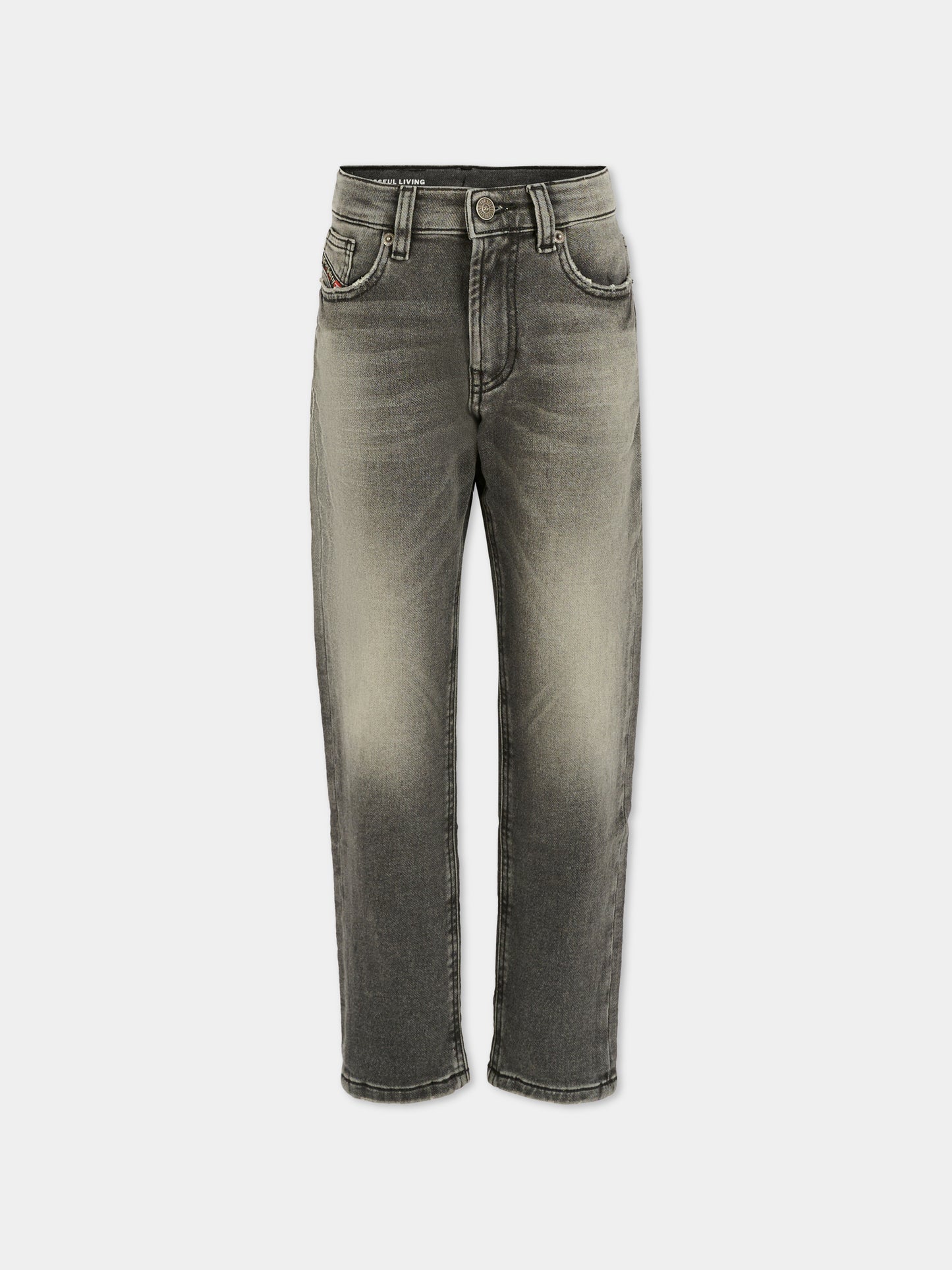 Jeans grigi per bambino con patch logato,Diesel,J00994-KXBRJ-K02