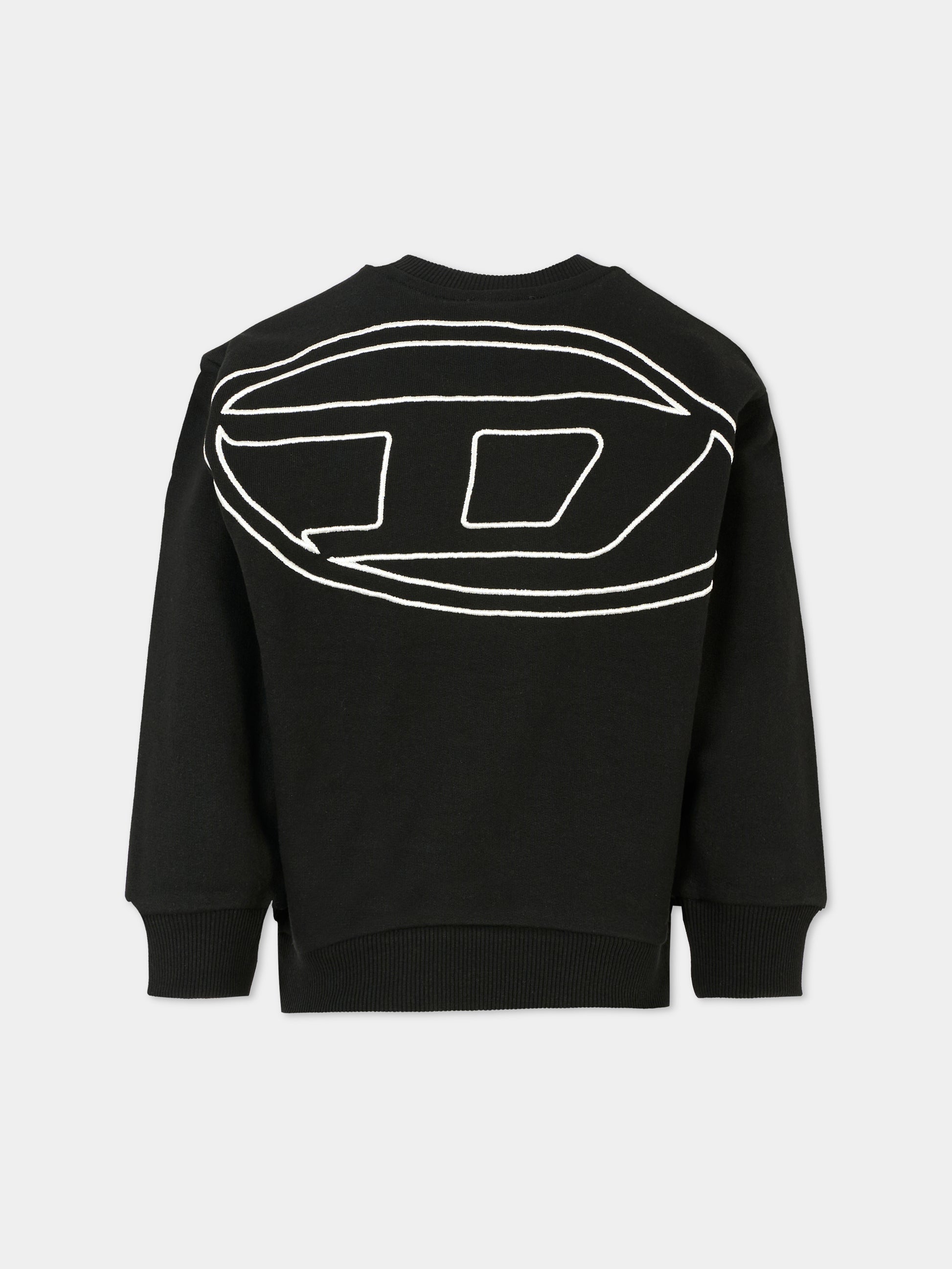 Felpa nera per bambino con logo ricamato,Diesel,J02274-0GYCJ-K900