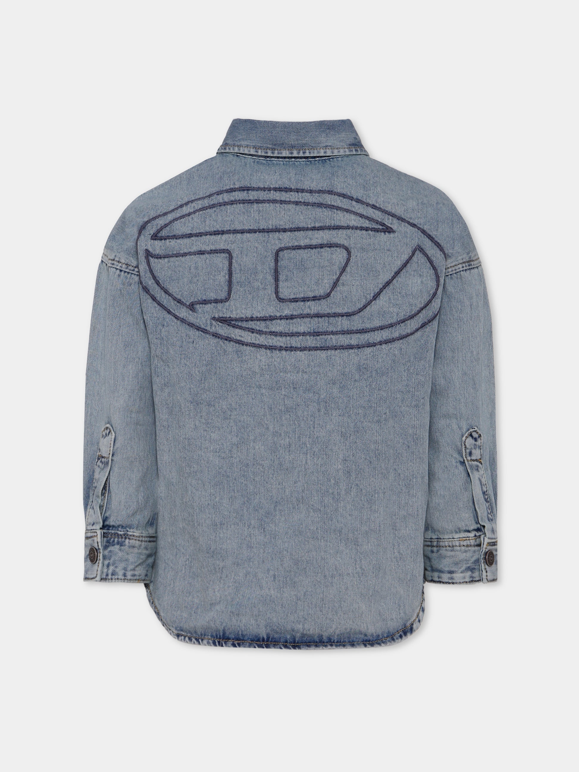Camicia denim per bambino con logo ricamato,Diesel,J02307-KXBPS-K01