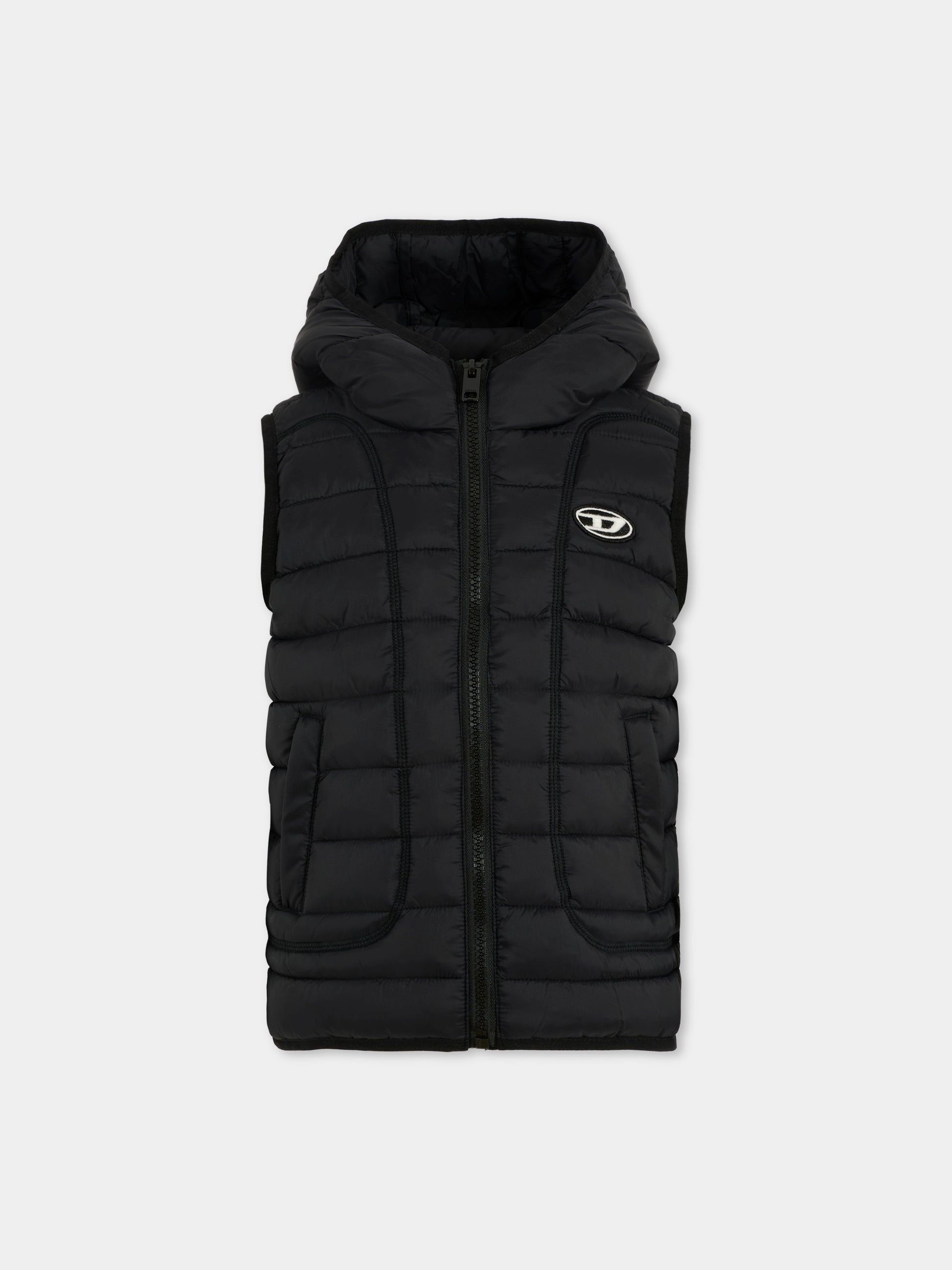 Gilet nero per bambino con logo,Diesel,J02424-KXBRD-K900