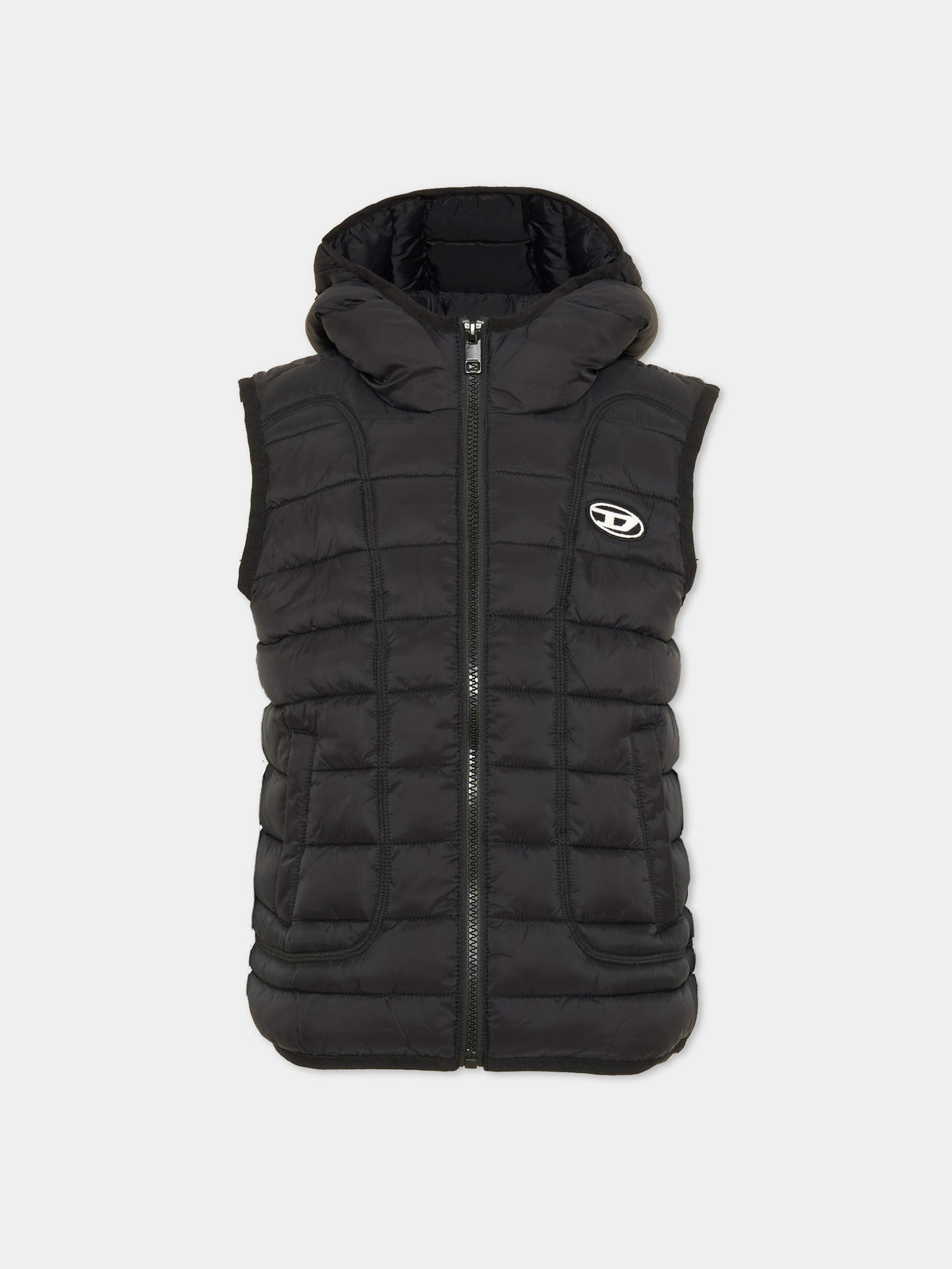Gilet nero per bambino con logo,Diesel,J02424-KXBRD-K900