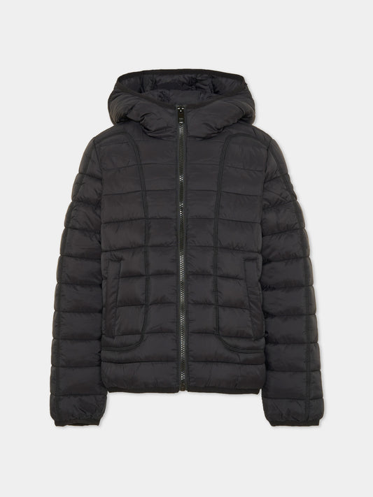 Black down jacket for boy with logo