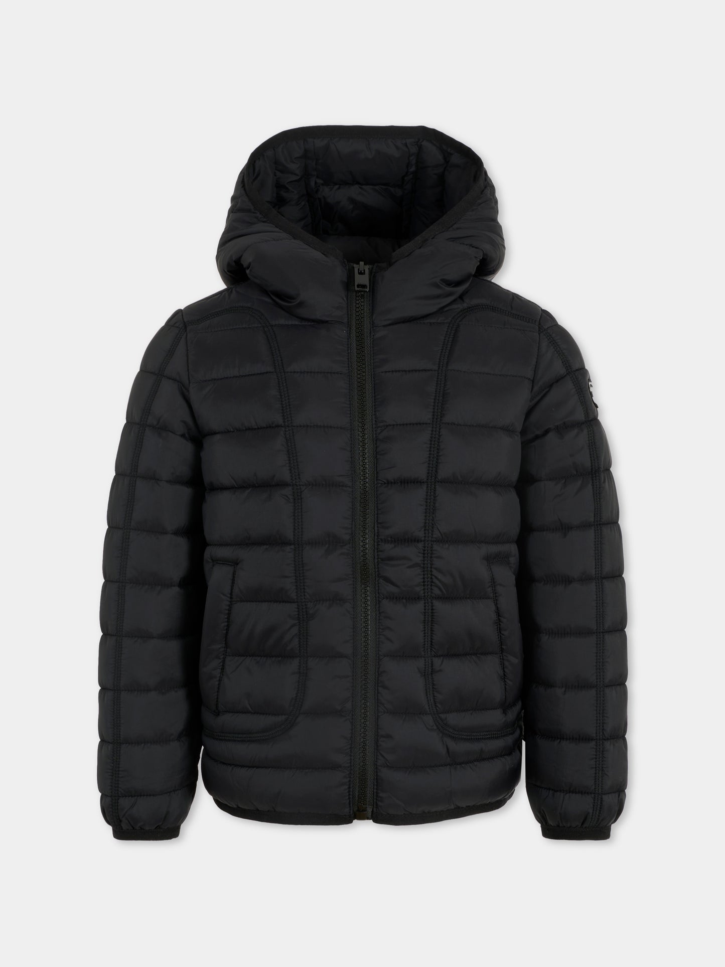 Piumino nero per bambino con logo,Diesel,J02425-KXBRD-K900