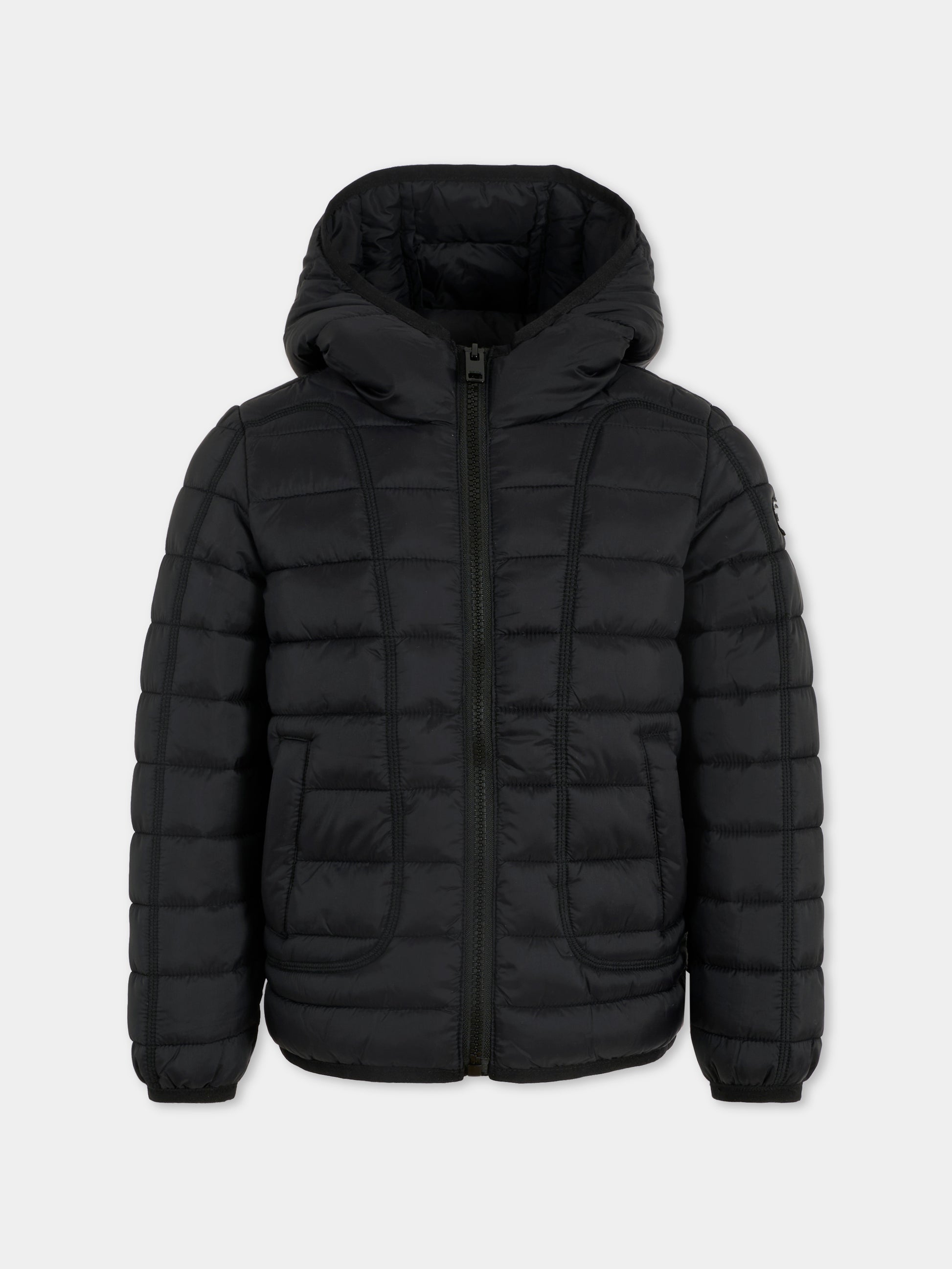 Piumino nero per bambino con logo,Diesel,J02425-KXBRD-K900