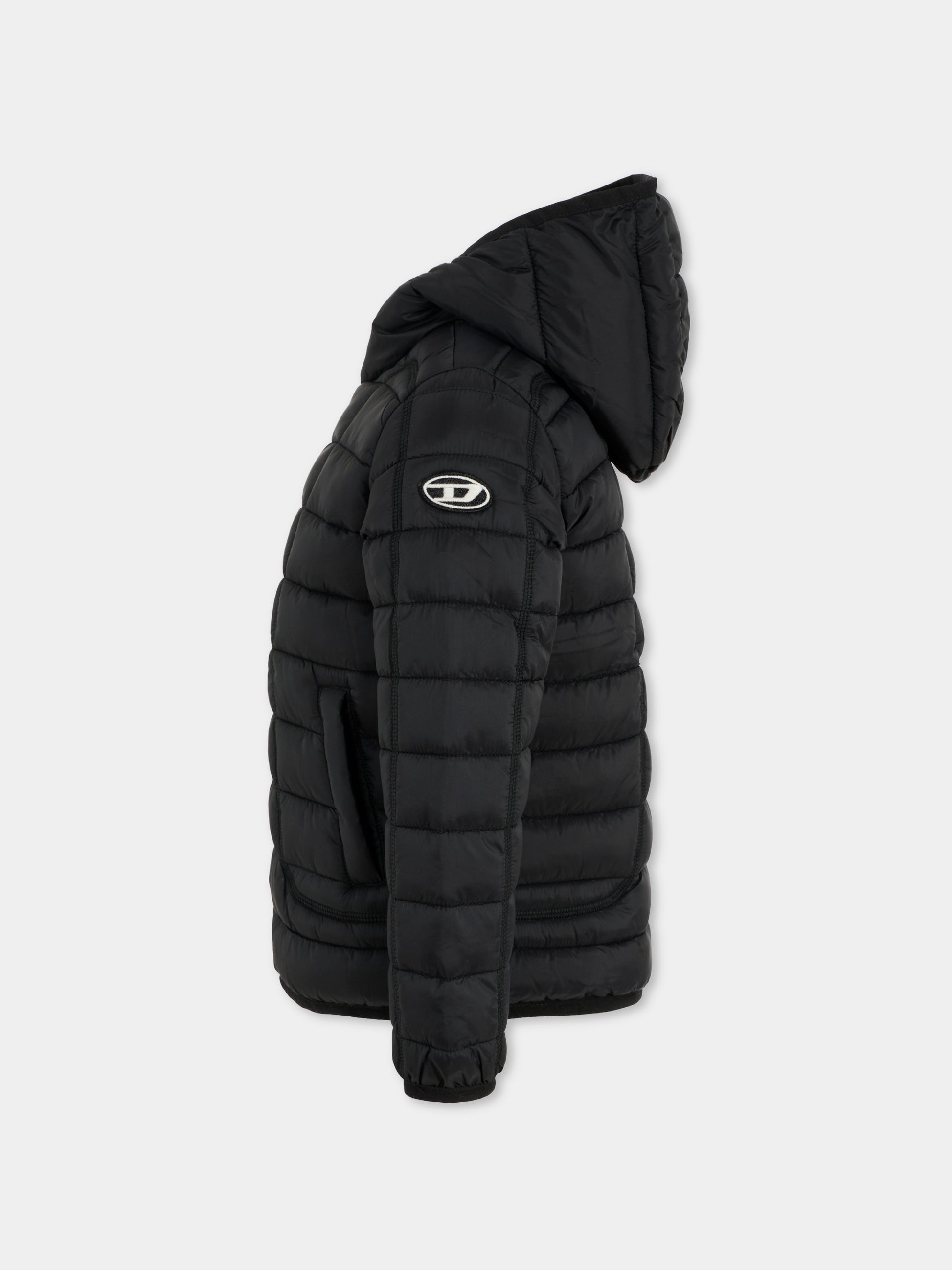 Piumino nero per bambino con logo,Diesel,J02425-KXBRD-K900