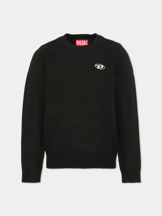 Black sweater for boy with logo