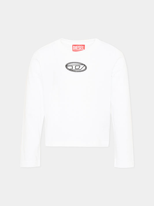 White T-shirt for girl with black logo
