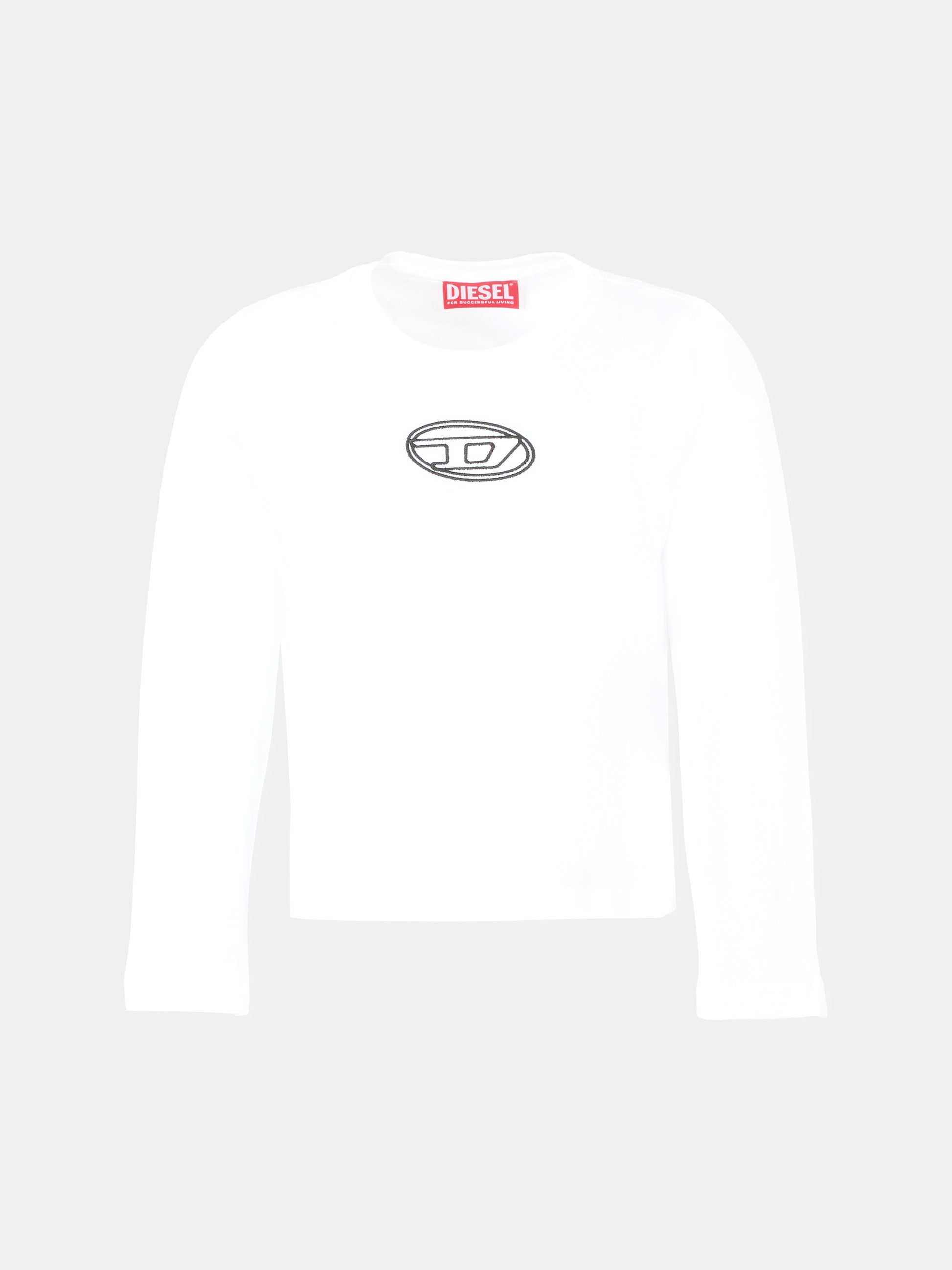 T-shirt bianca per bambina con logo nero,Diesel,J02431-00YI9-K100