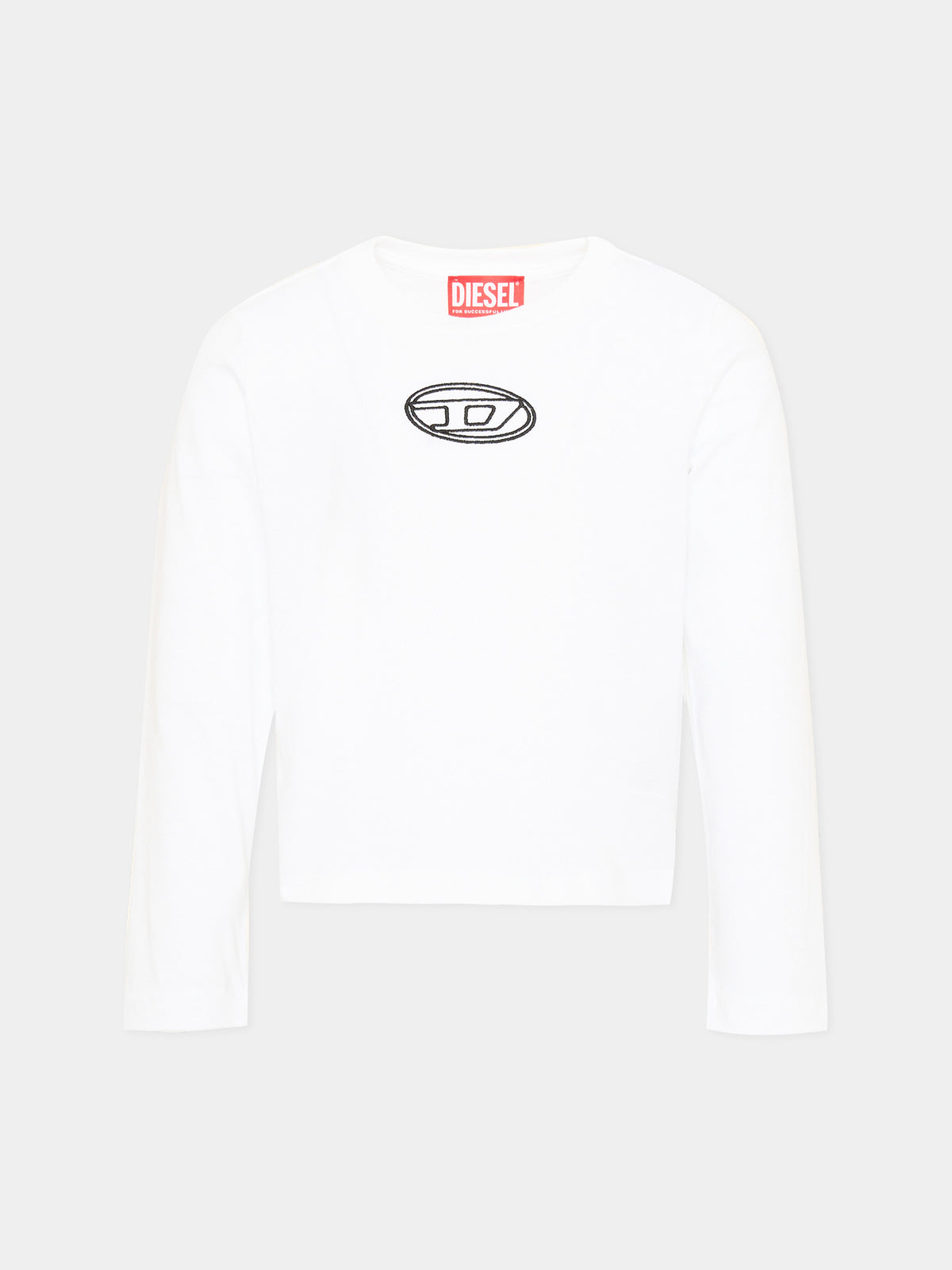 T-shirt bianca per bambina con logo nero,Diesel,J02431-00YI9-K100