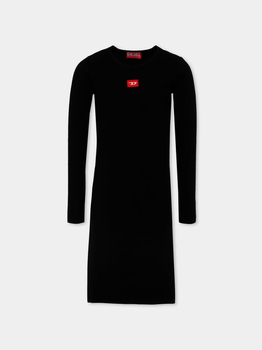 Vestito nero per bambina con logo,Diesel,J02454-KYAZY-K900