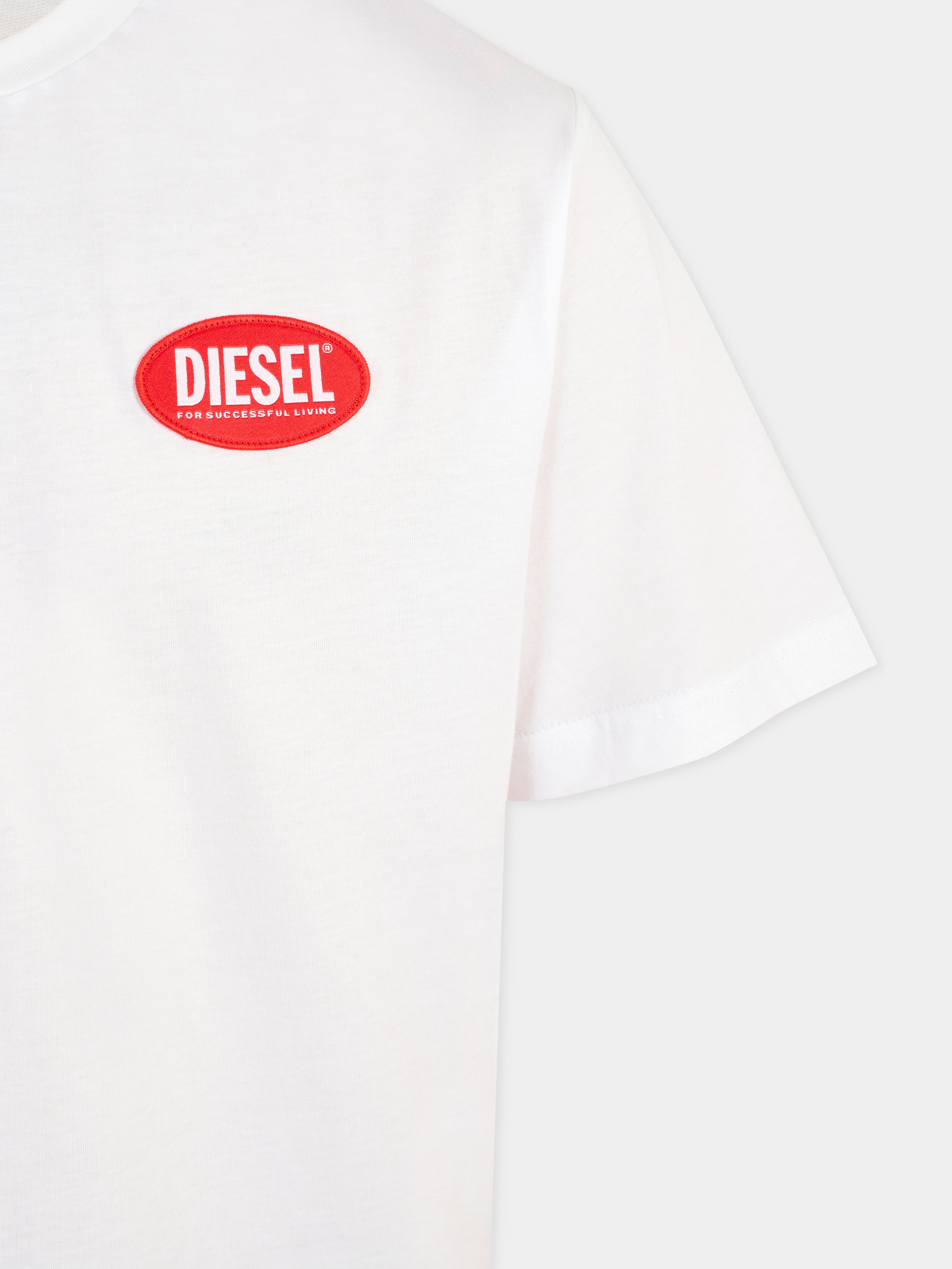 T-shirt bianca per bambino con patch,Diesel,J02469-KYAUN-K100