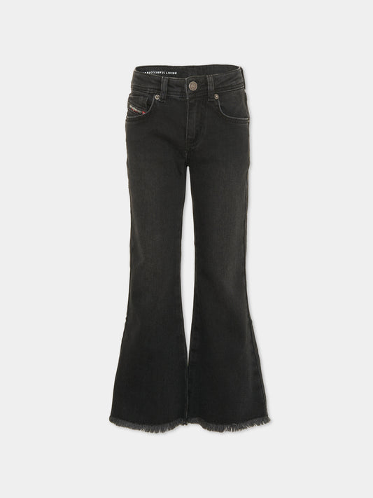 Jeans neri per bambina con patch logato,Diesel,J02508-KXBMV-K02