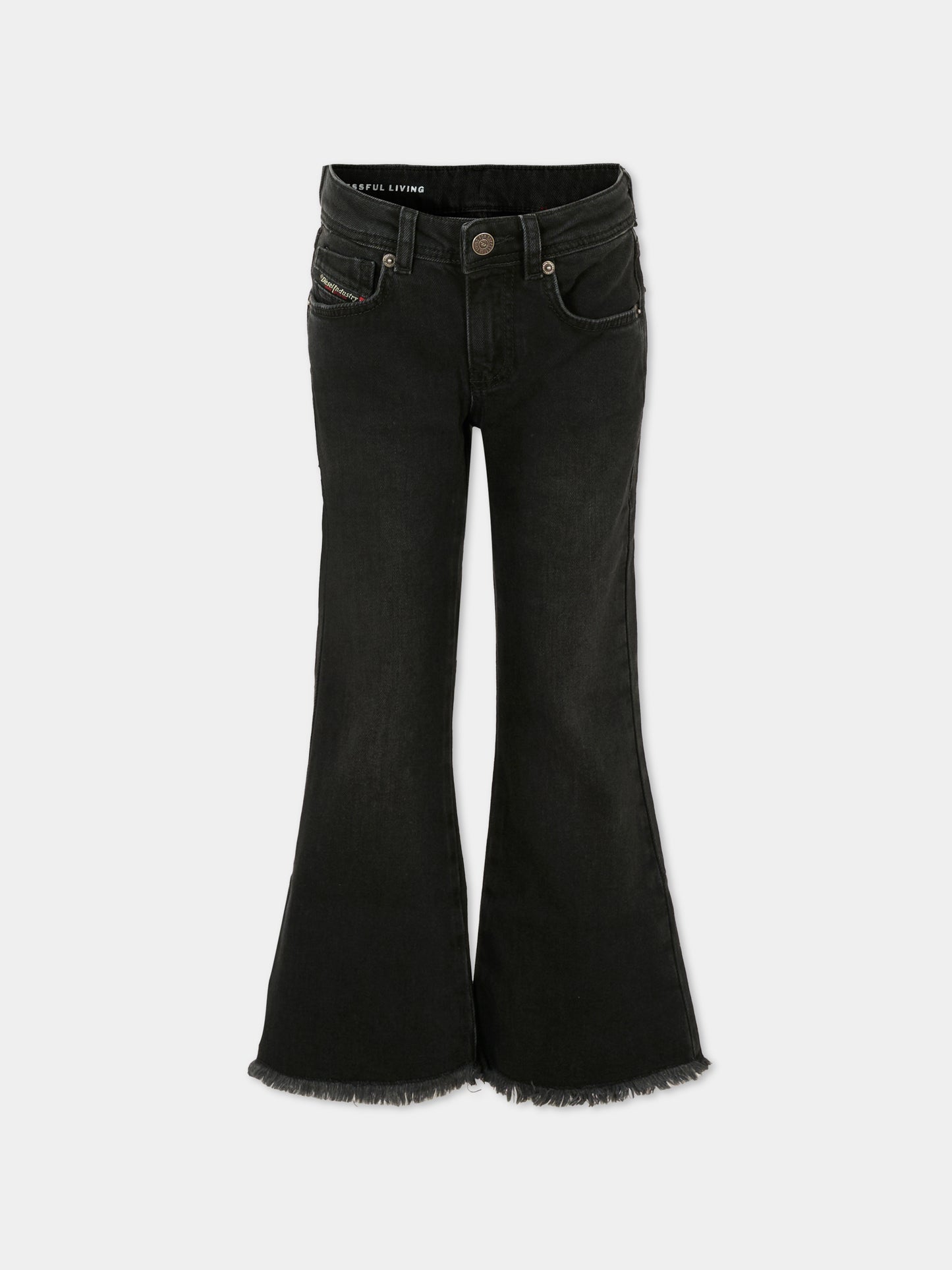 Jeans neri per bambina con patch logato,Diesel,J02508-KXBMV-K02