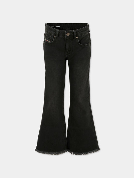 Jeans neri per bambina con patch logato,Diesel,J02508-KXBMV-K02