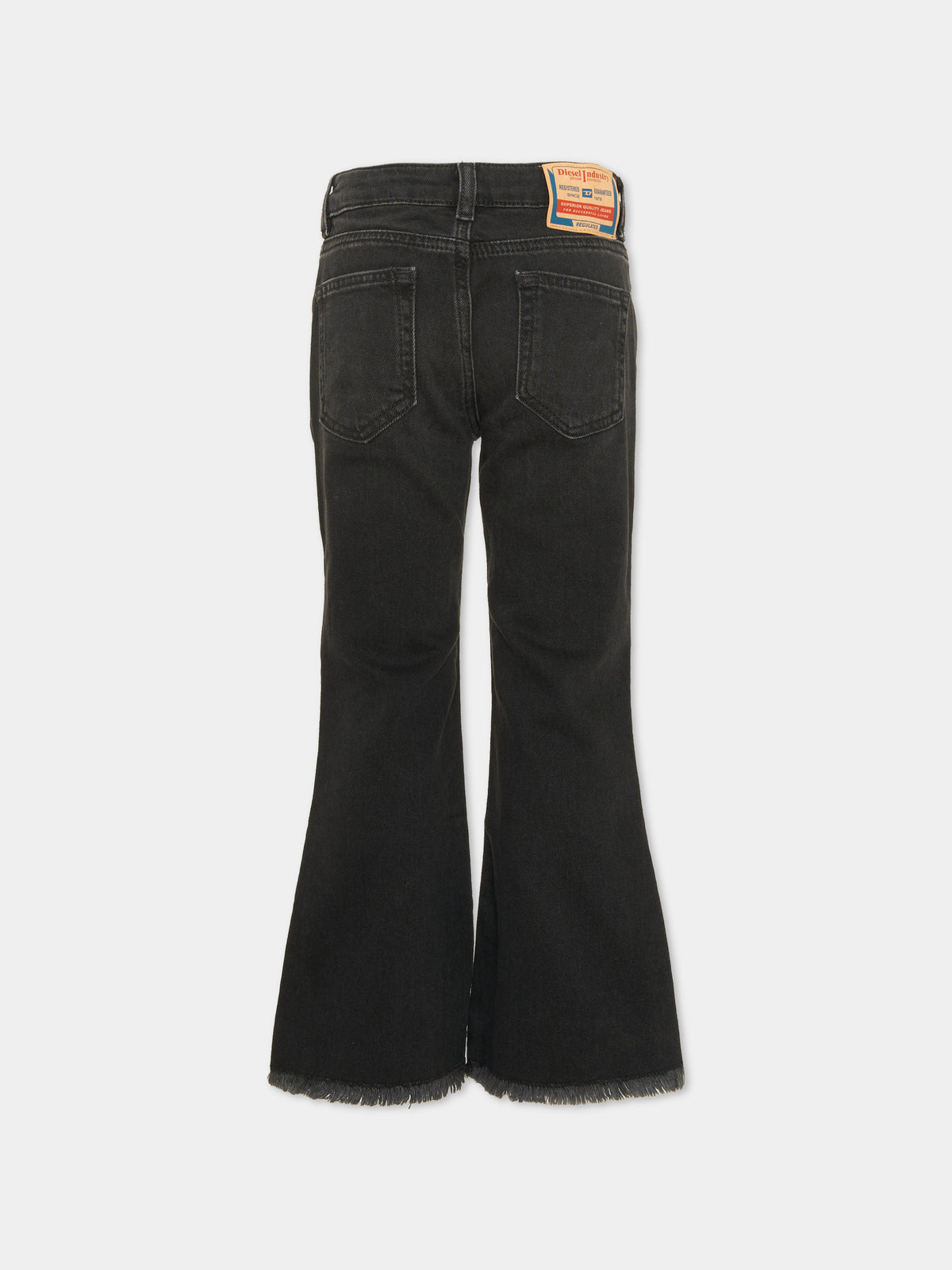 Jeans neri per bambina con patch logato,Diesel,J02508-KXBMV-K02