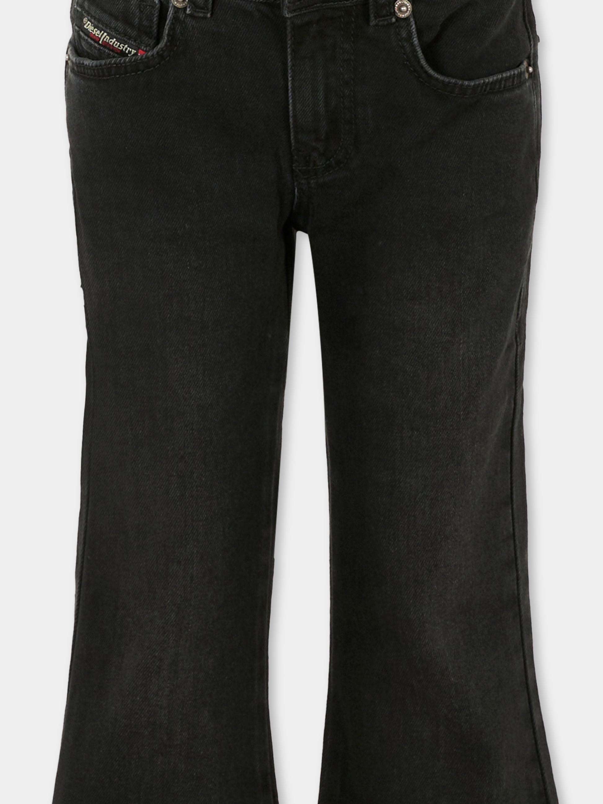 Jeans neri per bambina con patch logato,Diesel,J02508-KXBMV-K02