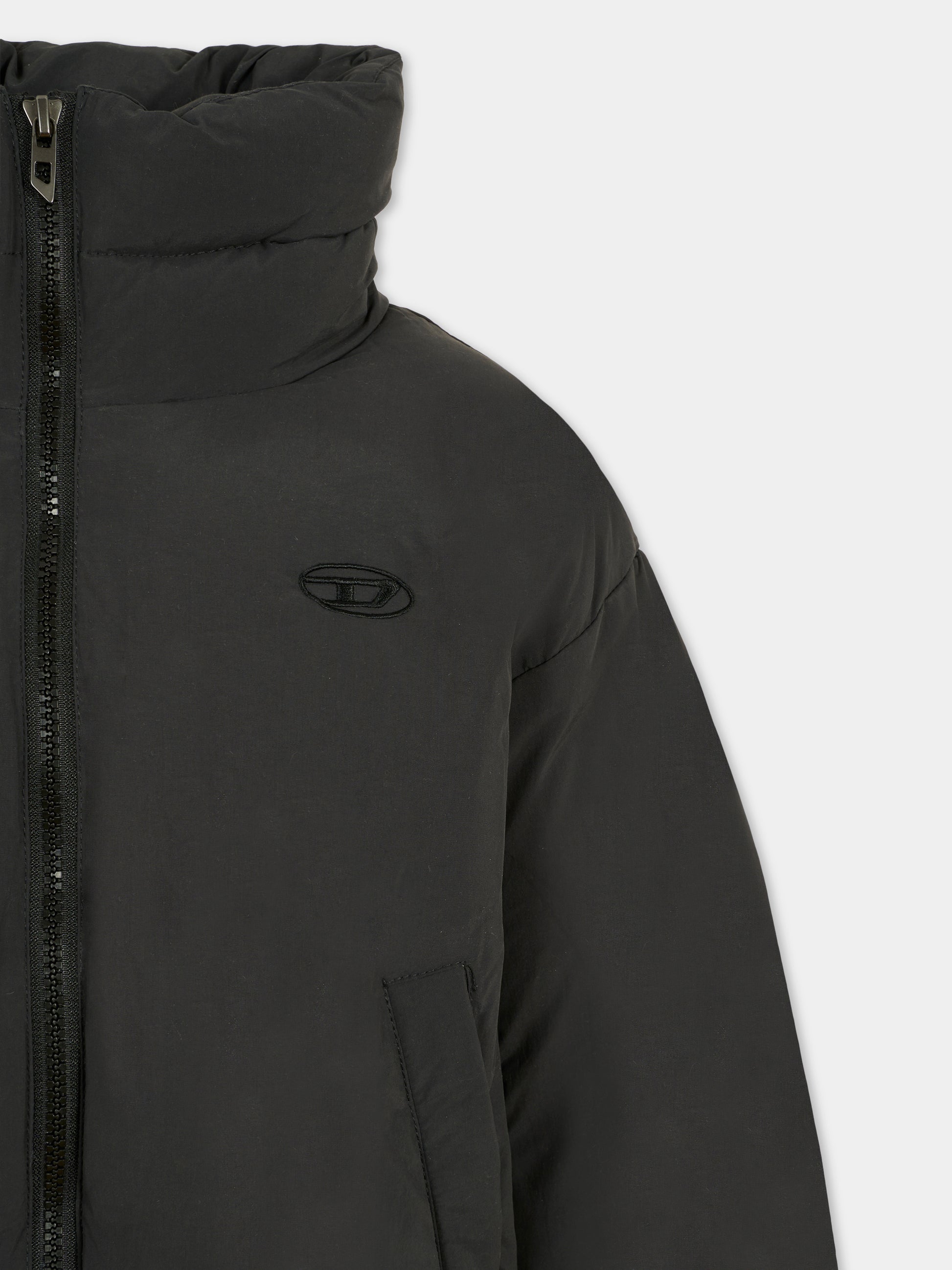 Piumino crop nero per bambina con logo,Diesel,J02525-KXBQ0-K900