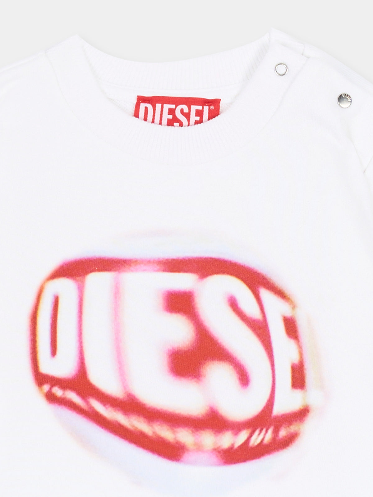 Felpa bianca per neonato con logo,Diesel,K00701-KYAVF-K100