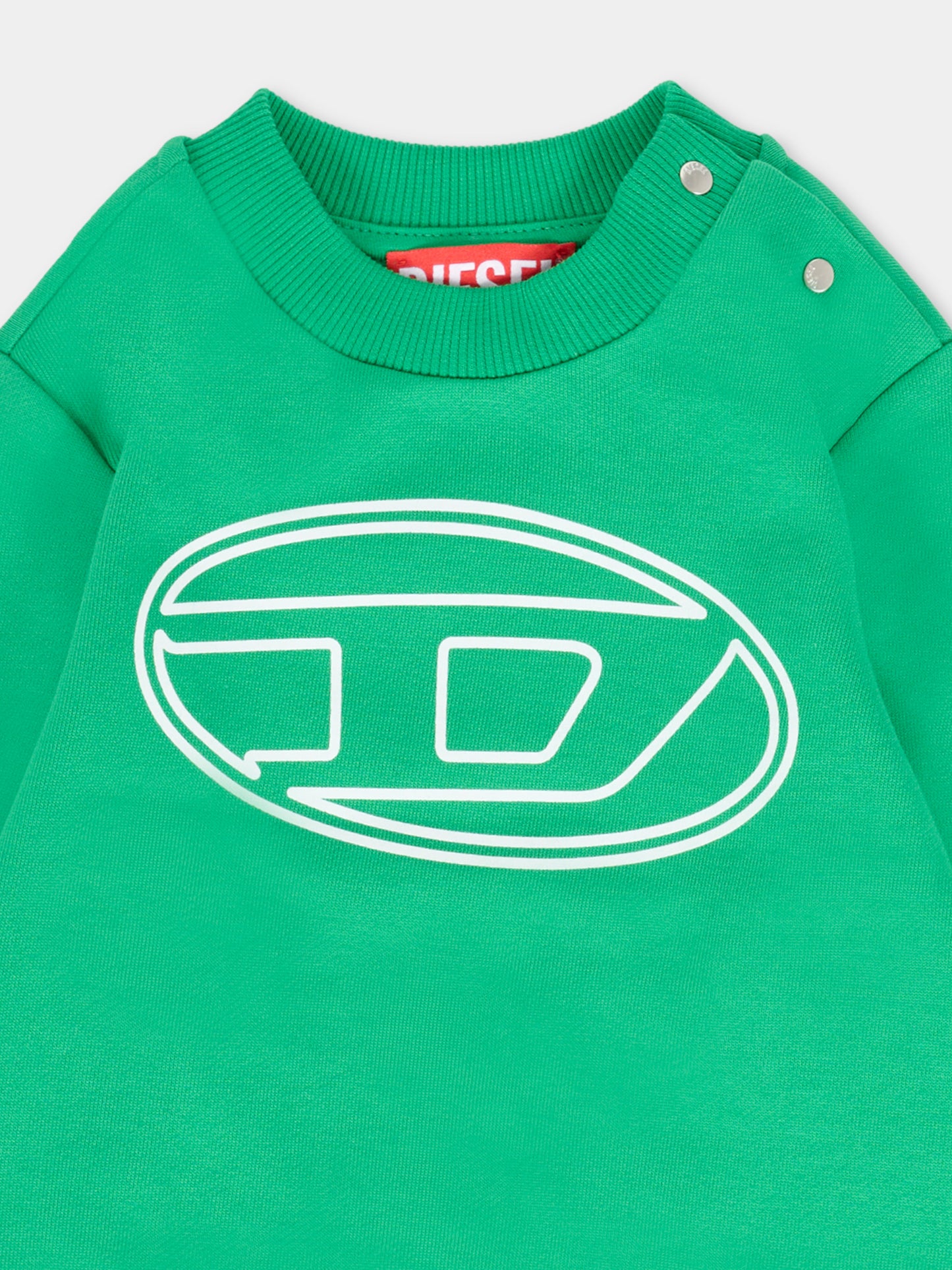 Felpa verde per neonato con logo,Diesel,K00702-KYAVF-K560