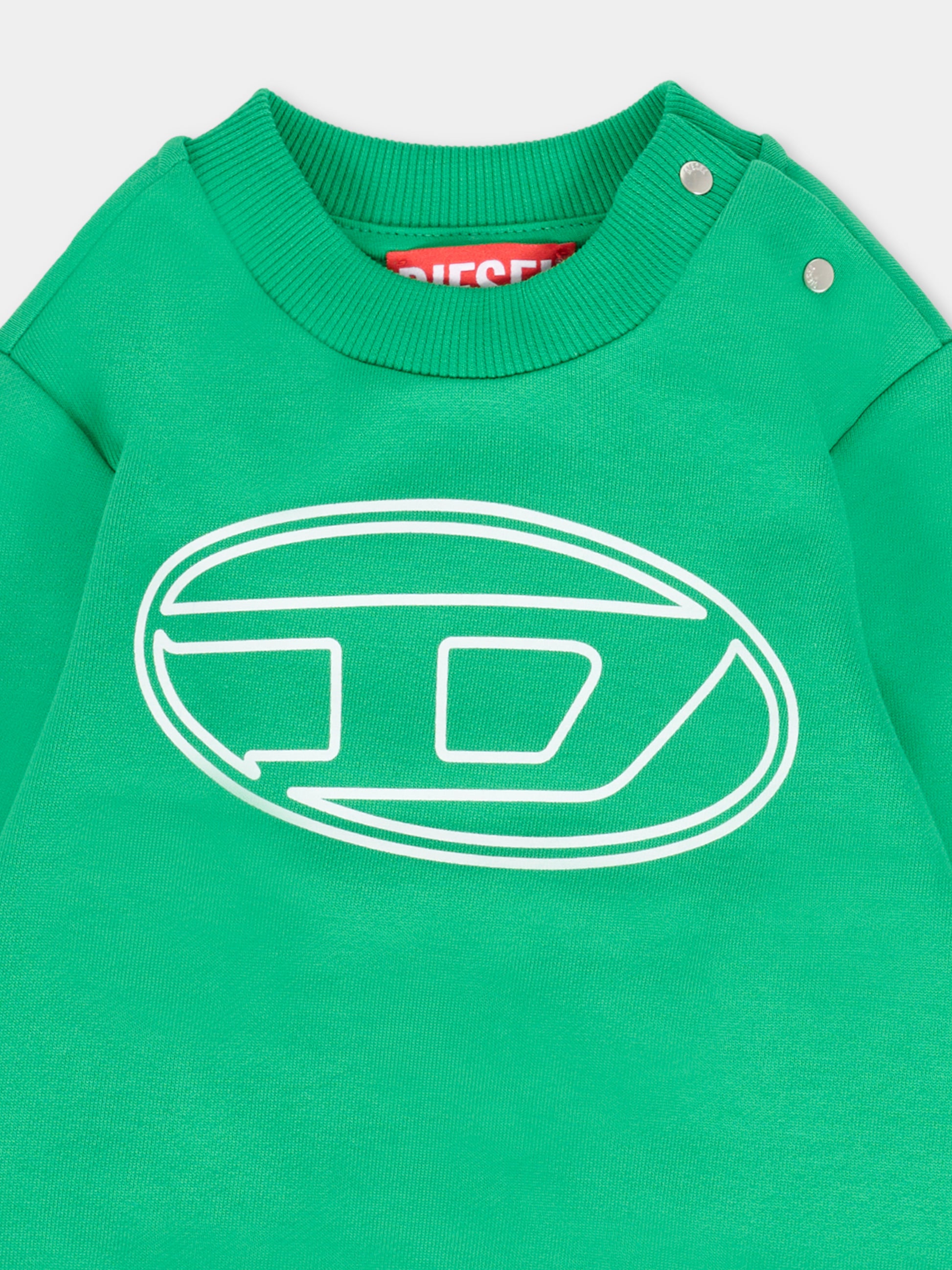 Felpa verde per neonato con logo,Diesel,K00702-KYAVF-K560