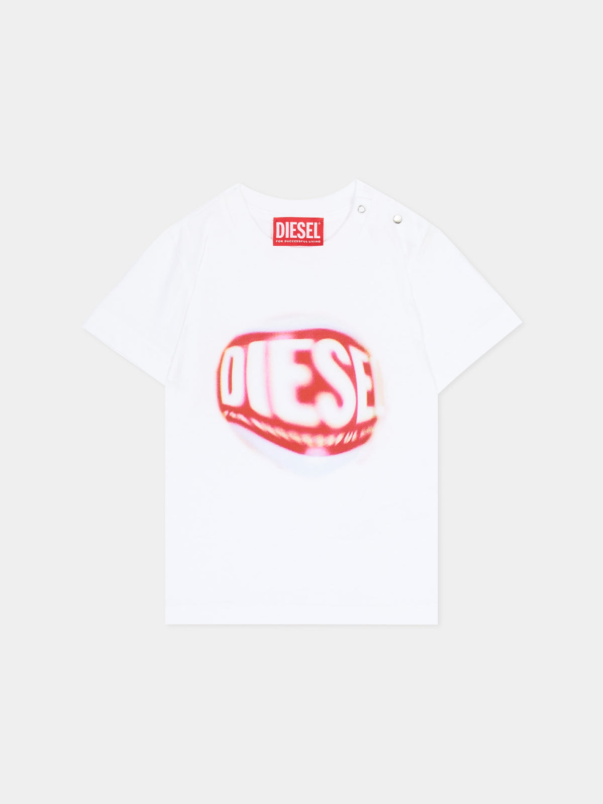 T-shirt bianca per neonato con logo,Diesel,K00704-00YI9-K100