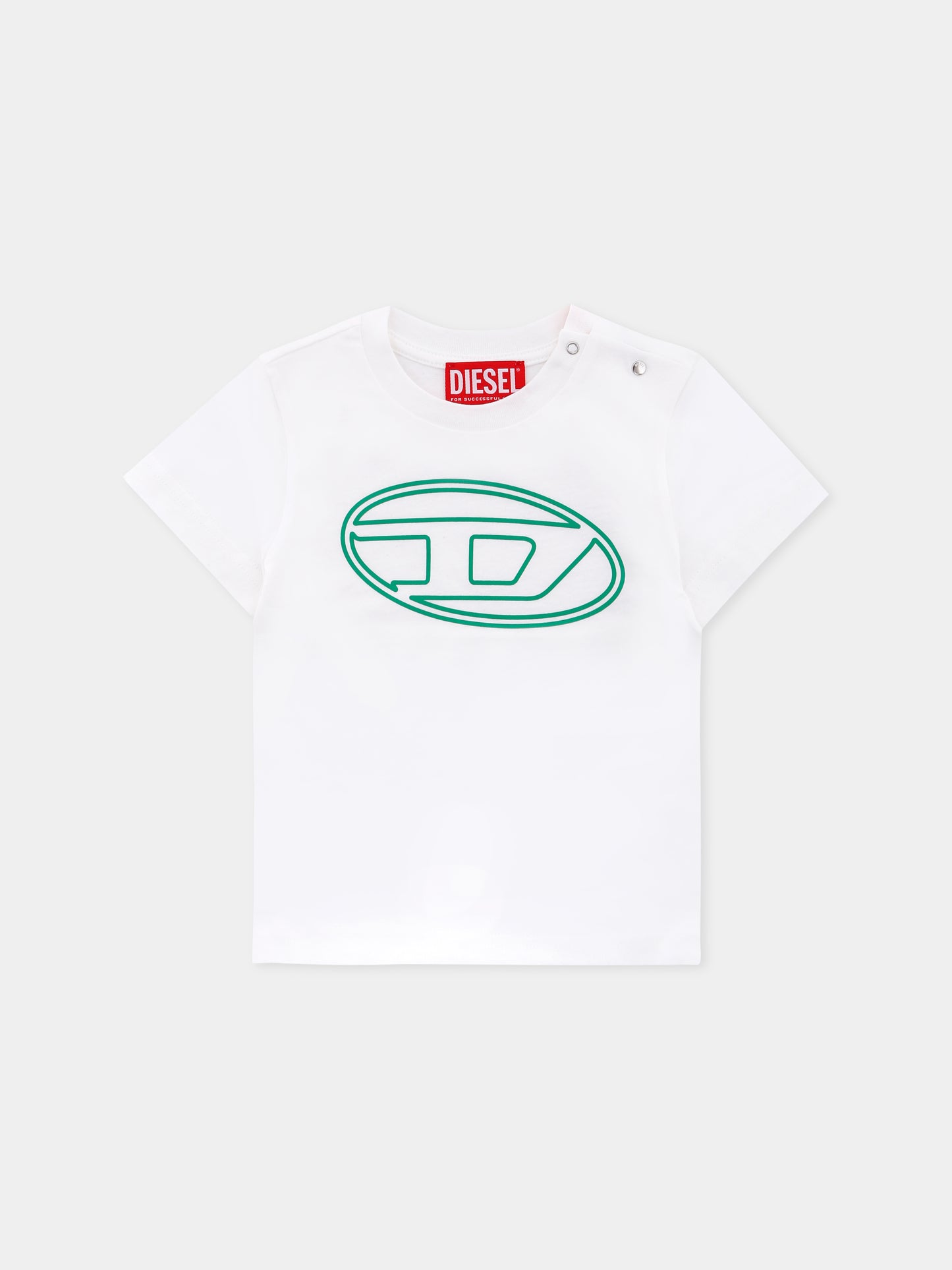 T-shirt bianca per neonato con logo,Diesel,K00708-00YI9-K1412