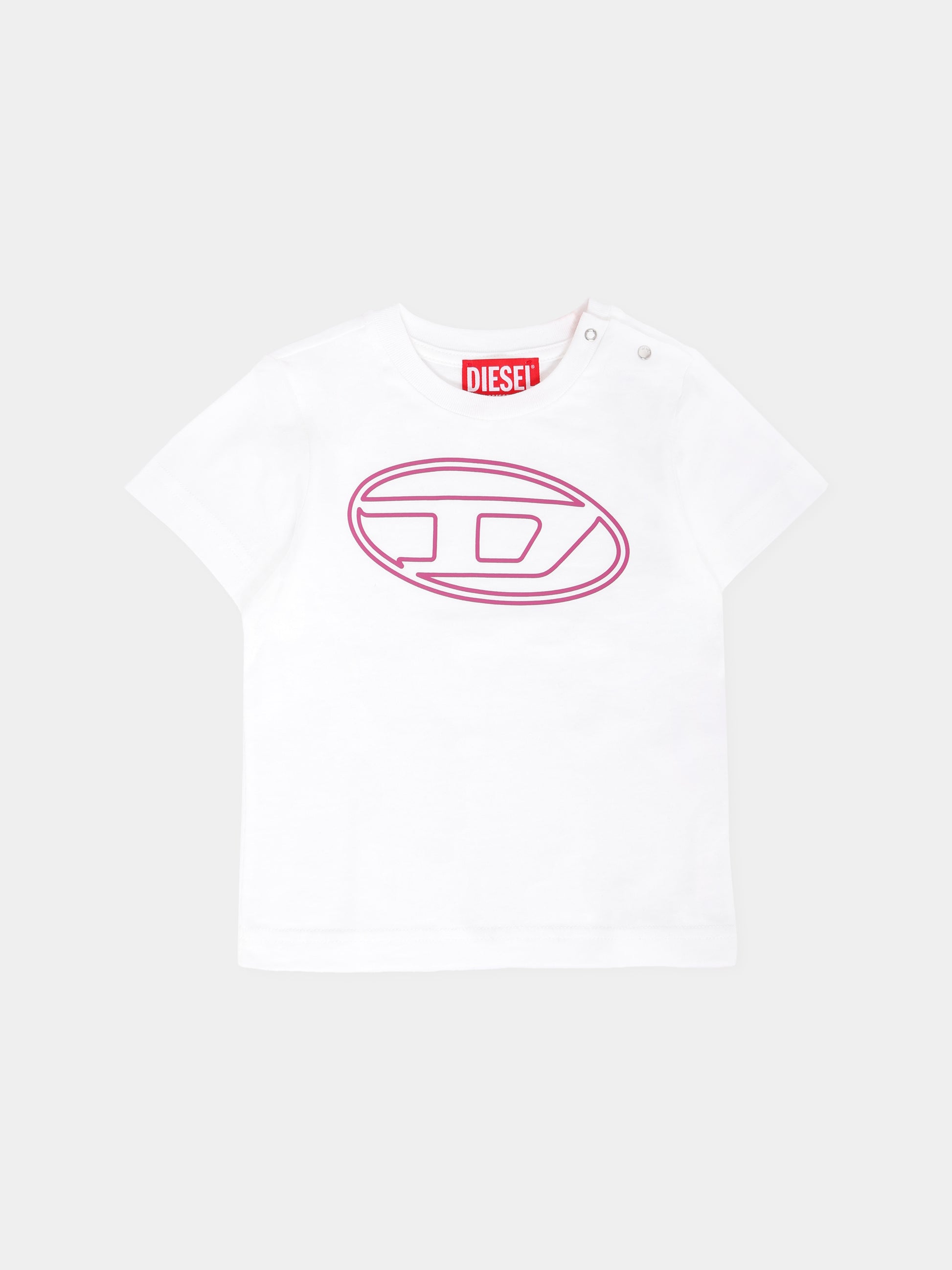 T-shirt bianca per neonata con logo,Diesel,K00708-00YI9-K1413