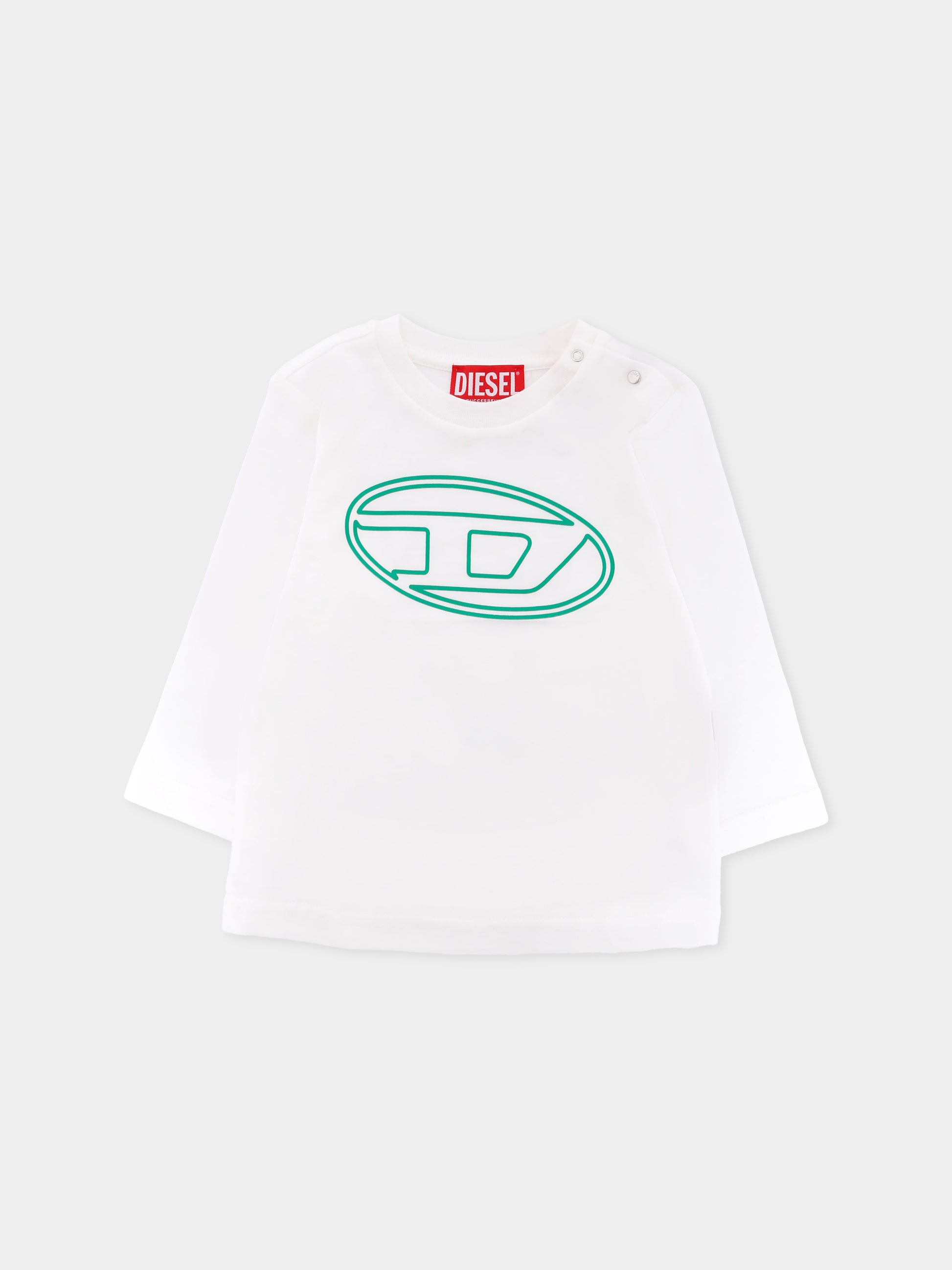 T-shirt bianca per neonato con logo,Diesel,K00712-00YI9-K1412
