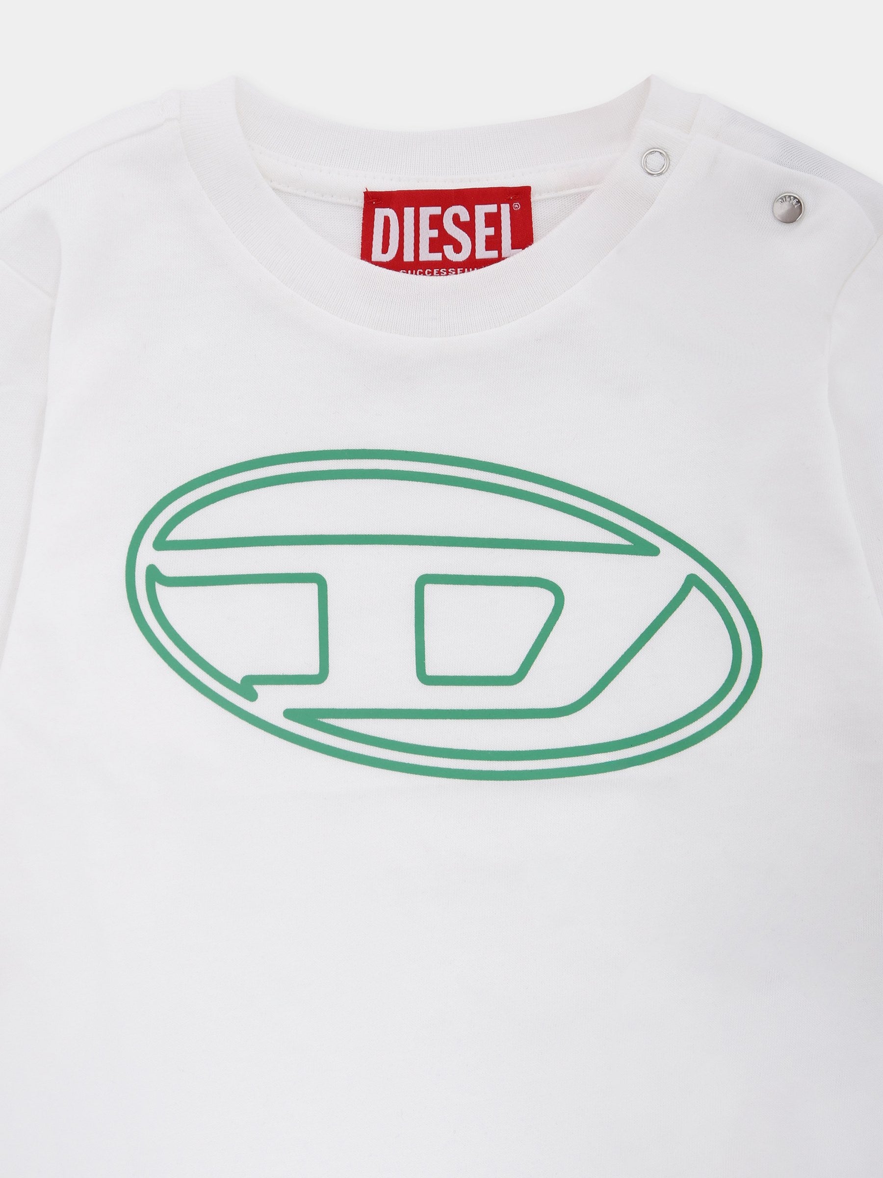 T-shirt bianca per neonato con logo,Diesel,K00712-00YI9-K1412
